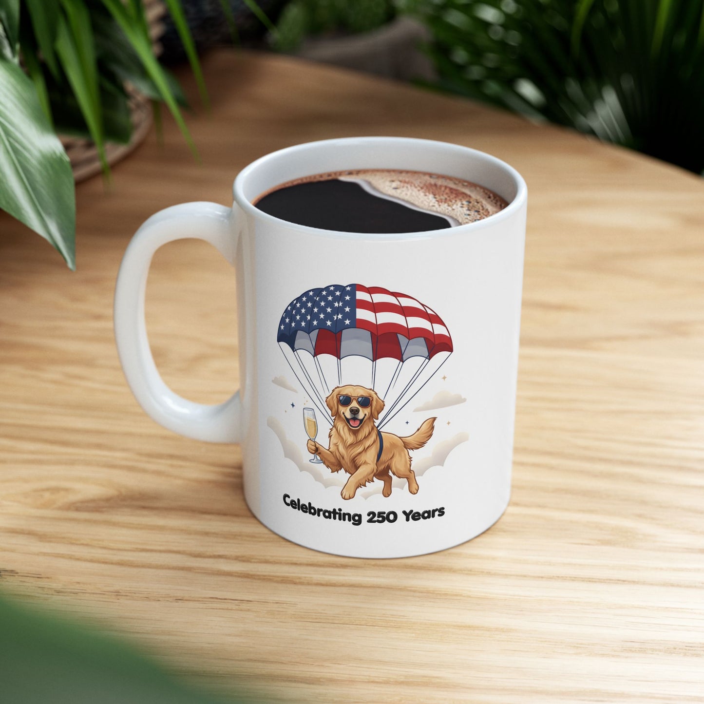 Patriotic Golden Retriever Ceramic Mug