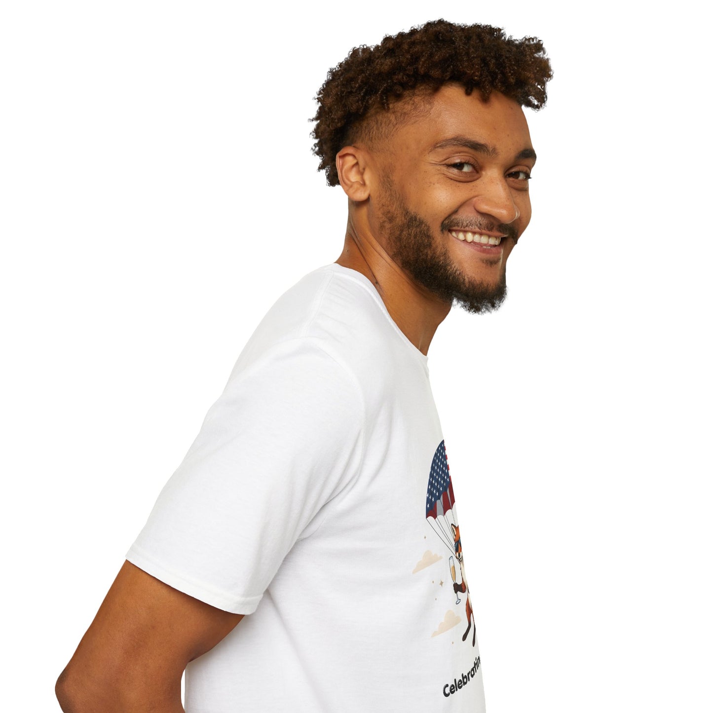 Patriotic Fox Parachute T-Shirt — "Celebrating 250 Years" Anniversary Tee