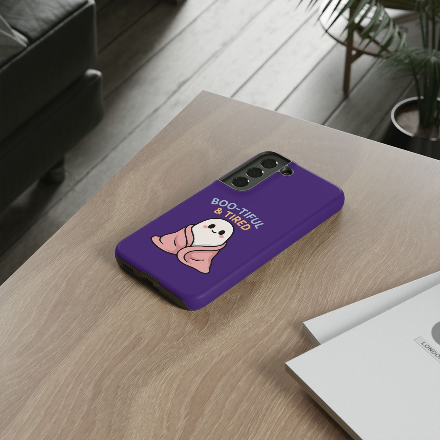 Boo-Tiful & Tired Phone Case, Halloween-Themed Design