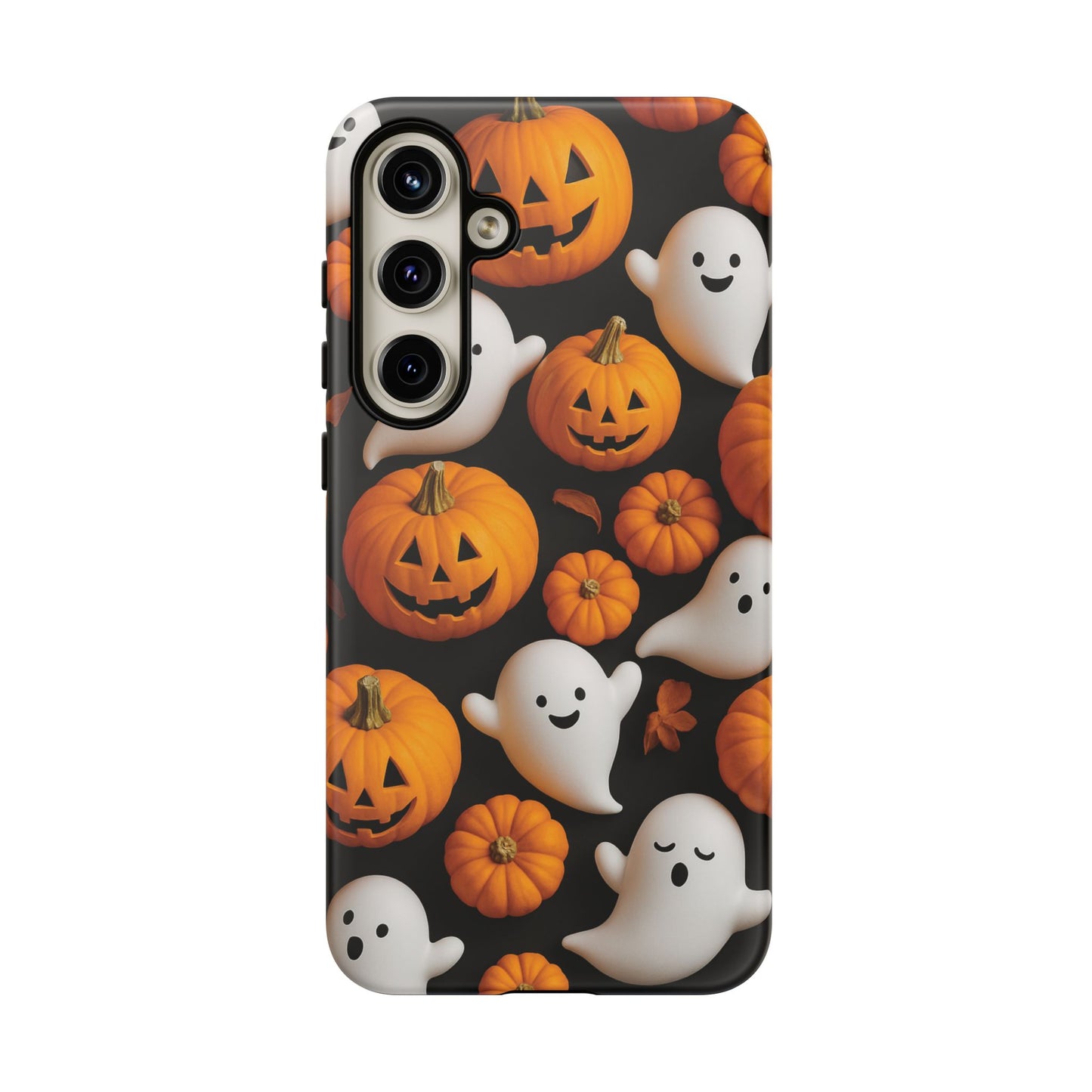 Halloween Phone Case, Spooky Ghosts and Pumpkins Design