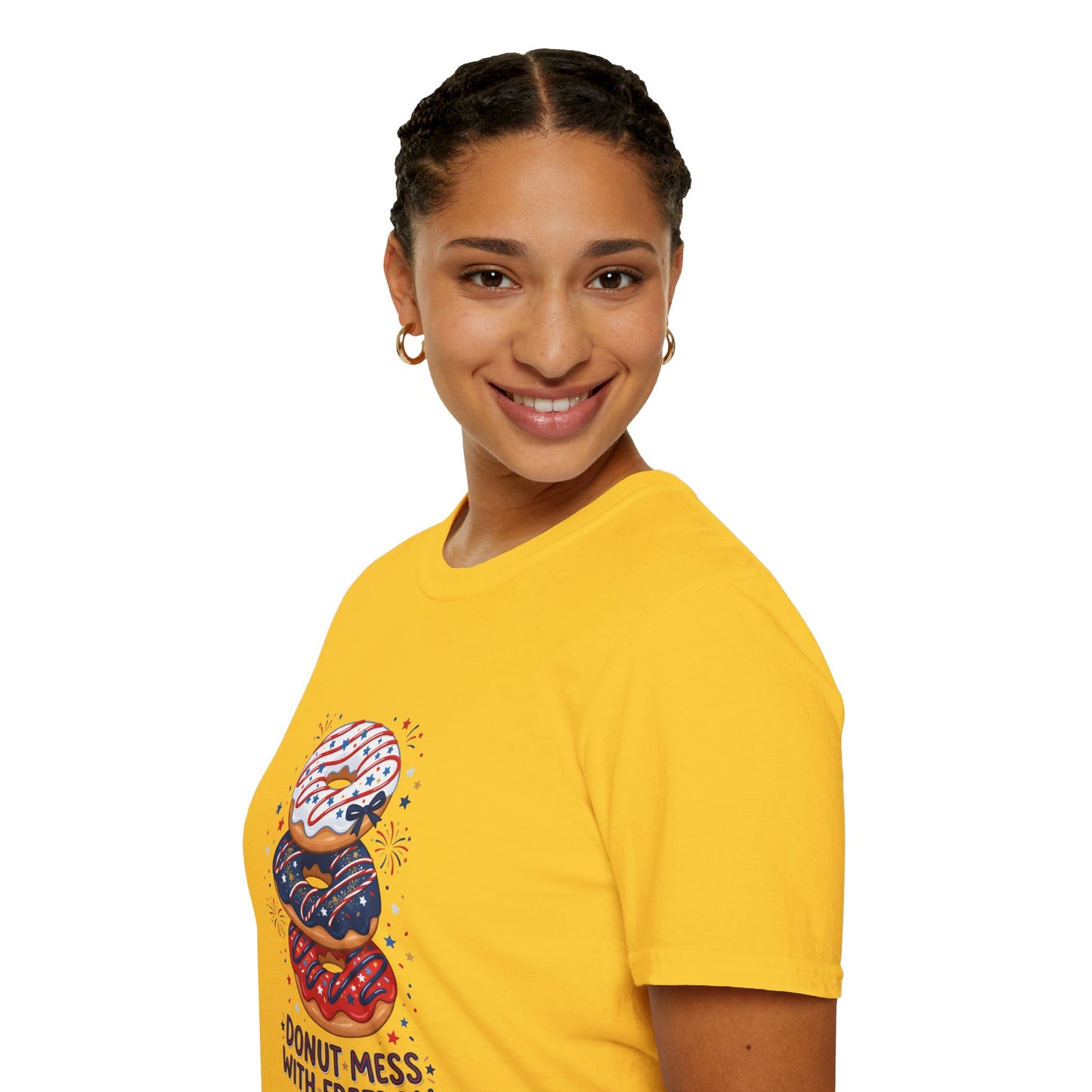 Donut Mess With Freedom T-Shirt — Patriotic Donut Stack 4th of July Tee
