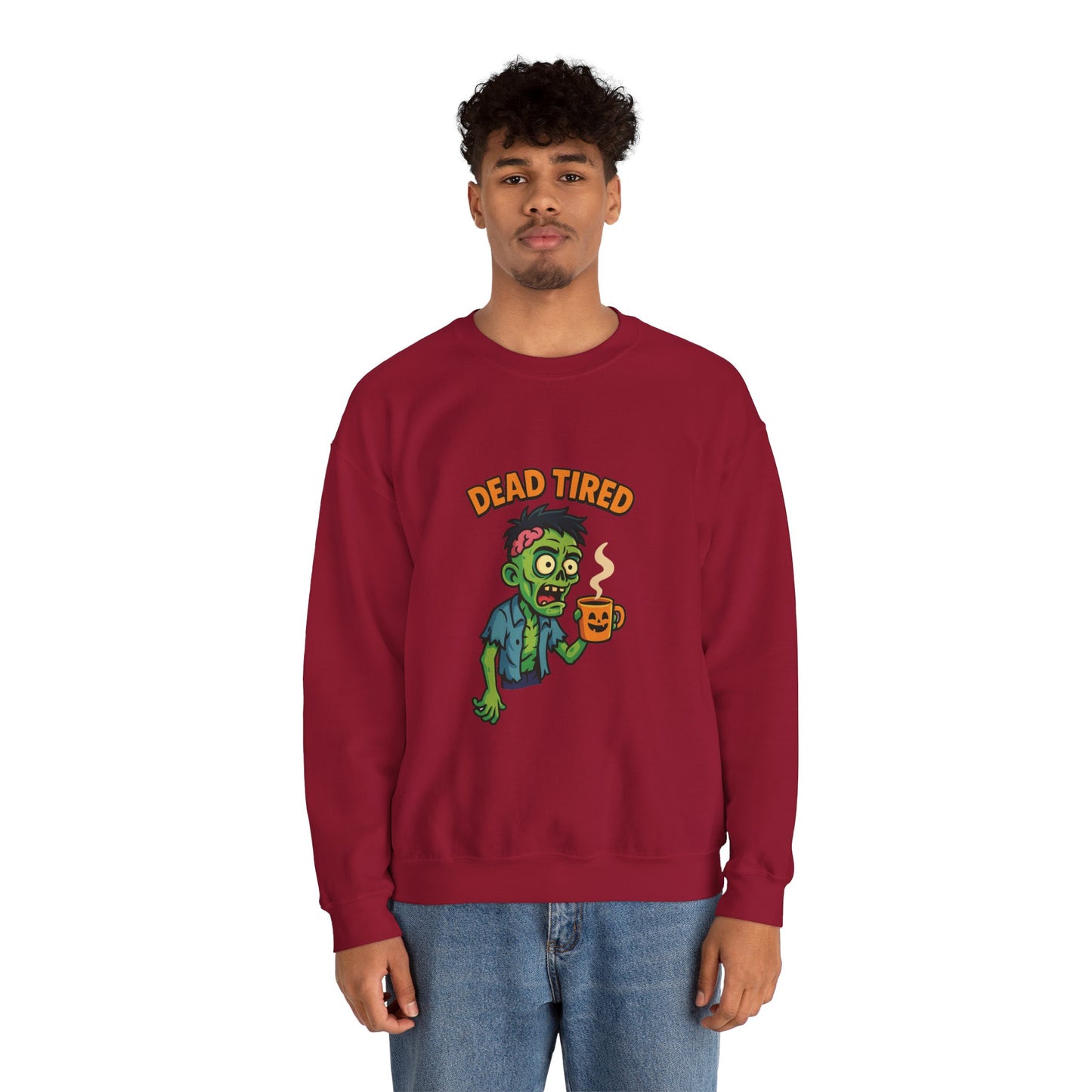 Dead Tired Zombie Sweatshirt, Funny Halloween Crewneck, Spooky Season Apparel