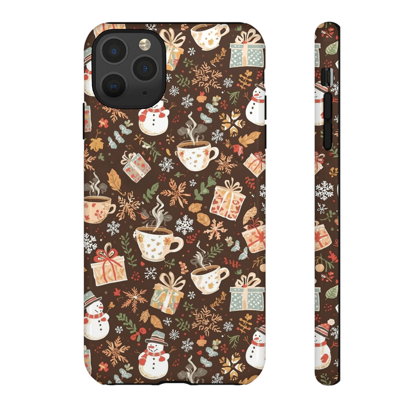 Christmas Phone Case, Winter Holiday Phone Case with Snowmen and Gifts Design for Iphone 17, 16, 15, 14, 13, 12, 11 & Samsung
