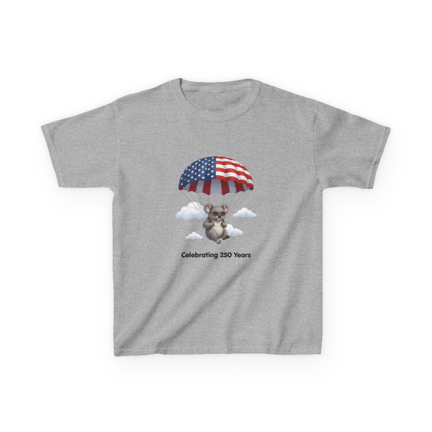 Kids Tee — Patriotic Koala Design, "Celebrating 250 Years"