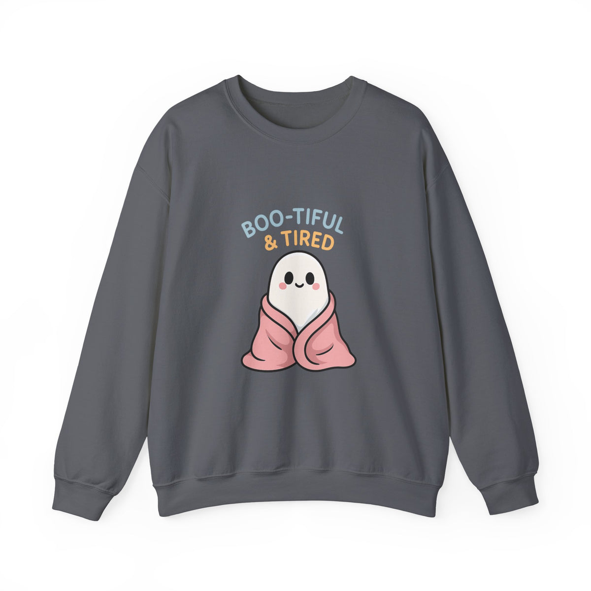 Boo-tiful & Tired Sweatshirt, Halloween-Themed Design