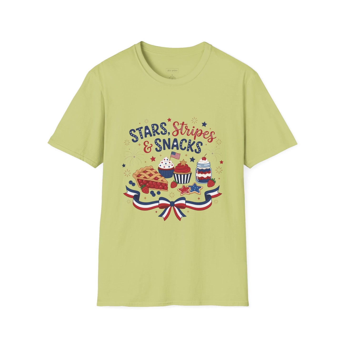 Stars, Stripes & Snacks T-Shirt — 4th of July Patriotic Dessert Tee
