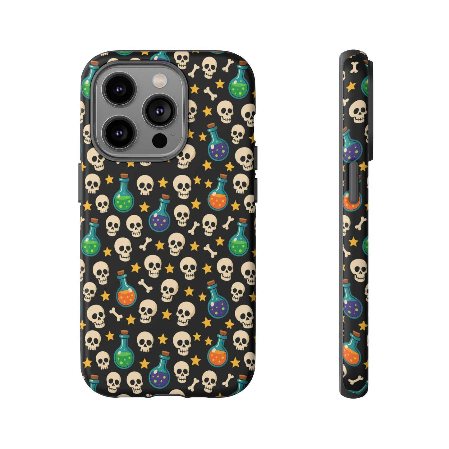 Skull & Potion Phone Case, Trendy Cell Phone Cover, Halloween Gift, Gothic Phone Accessory, Spooky Style Case, Tough Cases