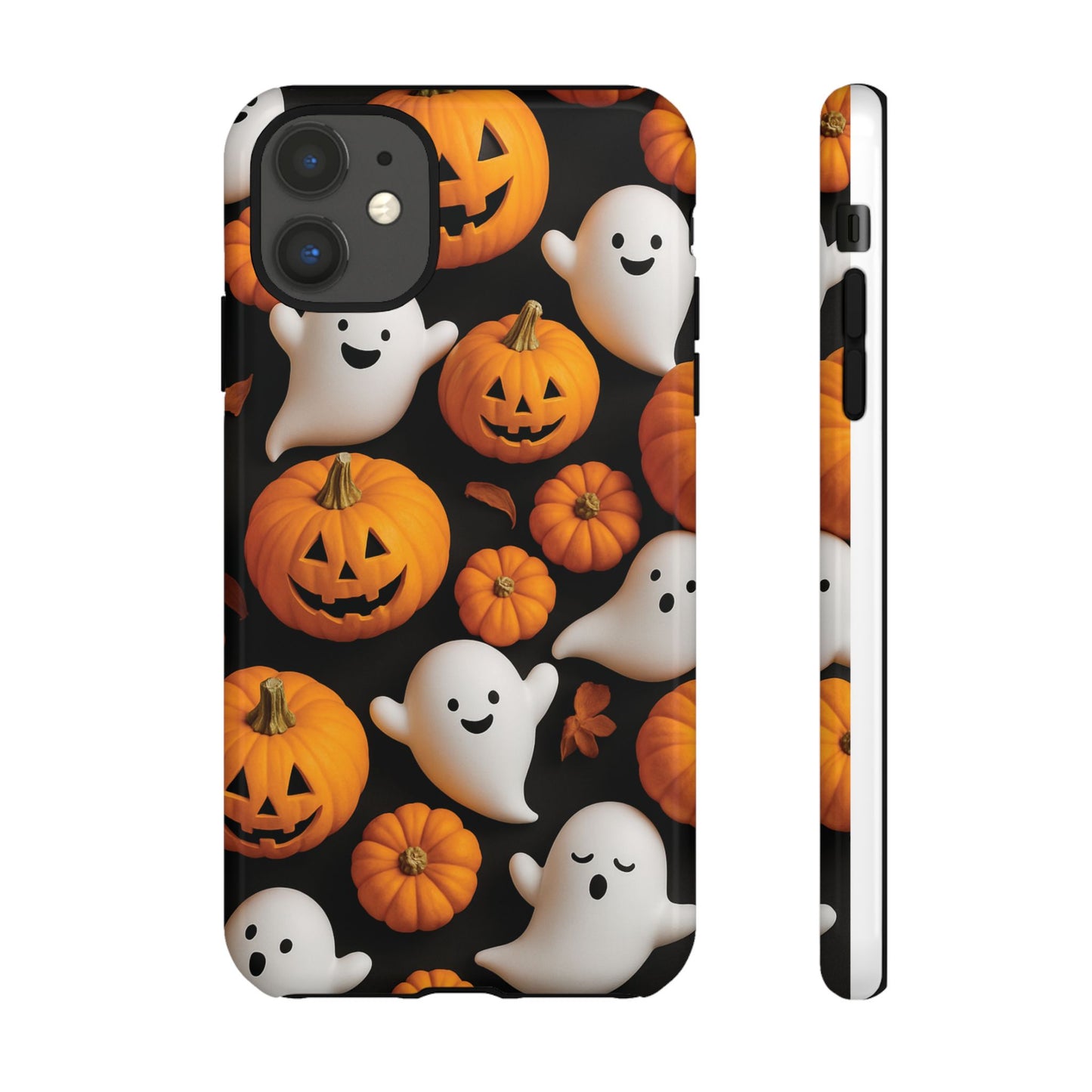 Halloween Phone Case, Spooky Ghosts and Pumpkins Design