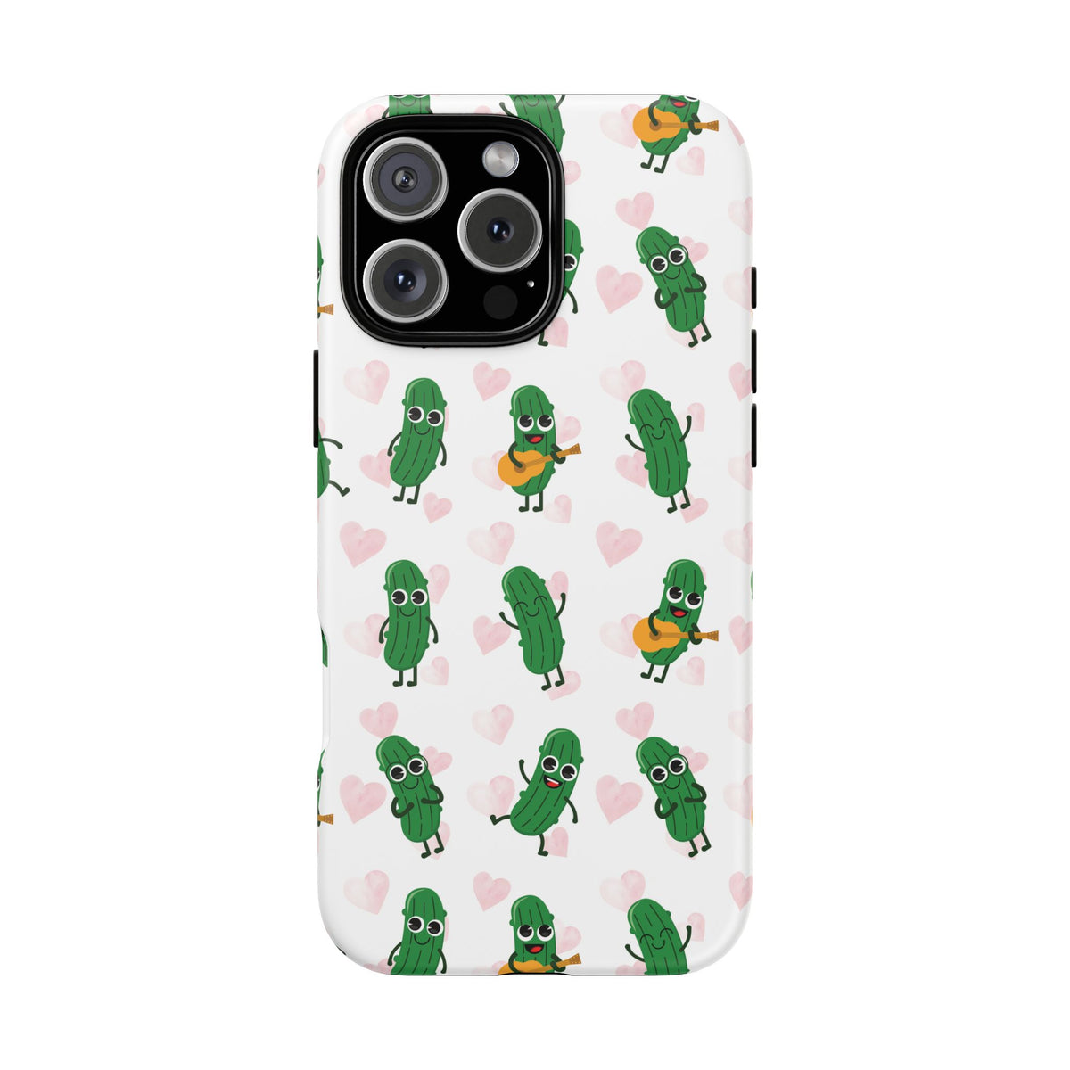 Pickle Pattern Phone Case — Cute Dancing Pickles with Hearts