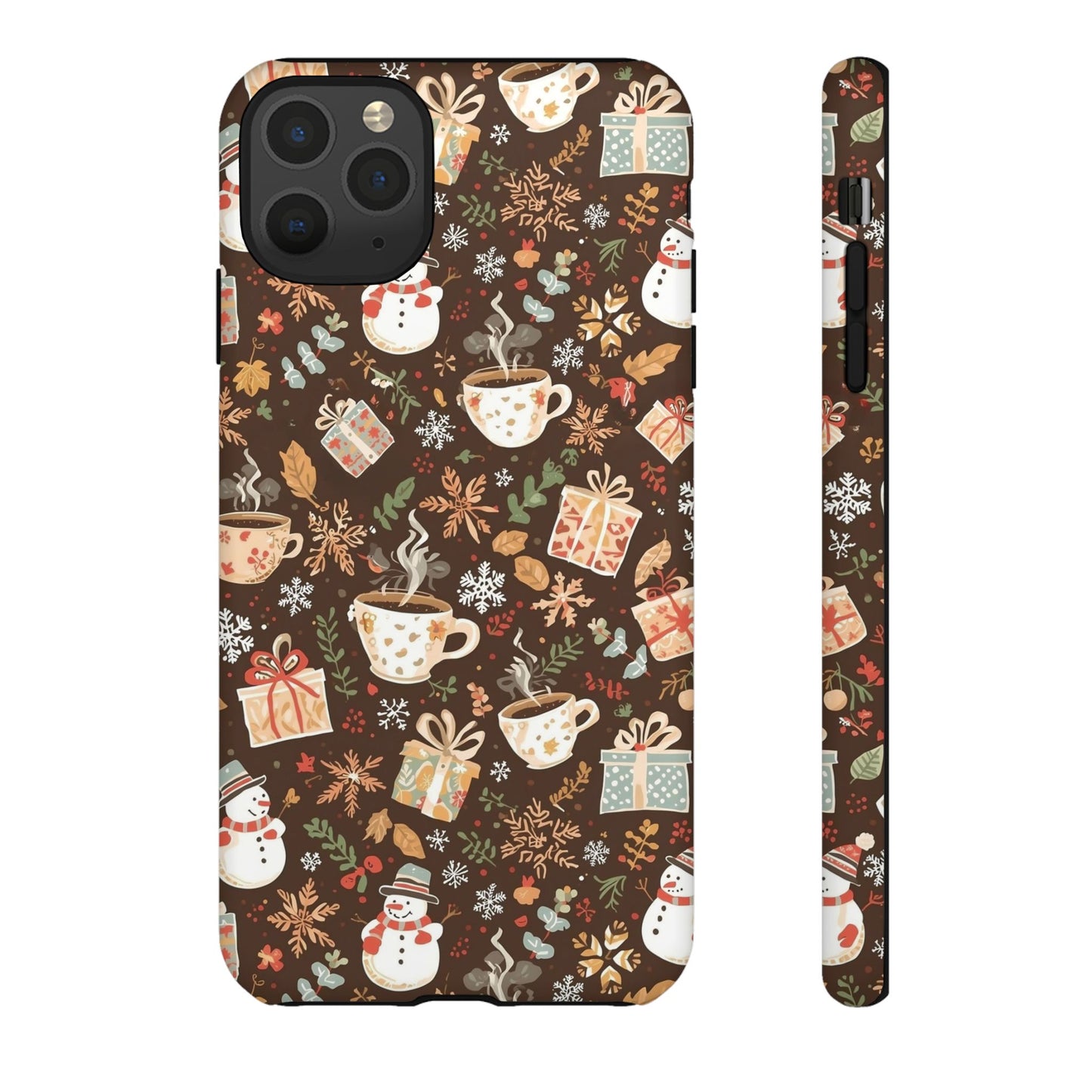 Christmas Phone Case, Winter Holiday Phone Case with Snowmen and Gifts Design for Iphone 17, 16, 15, 14, 13, 12, 11 & Samsung