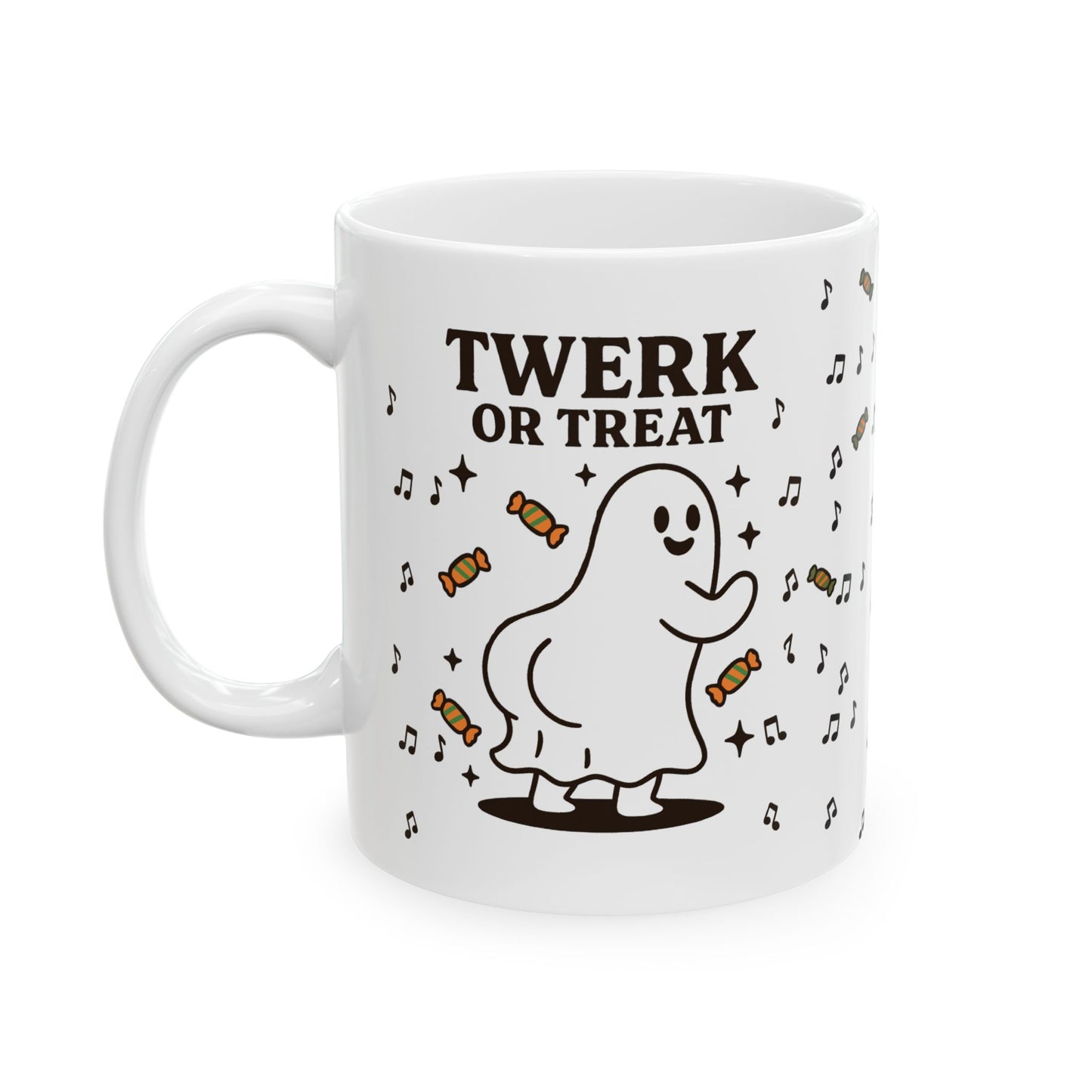 Twerk or Treat Ghost Ceramic Mug - Cute Design for Coffee Lovers, Spooky Decor for Halloween