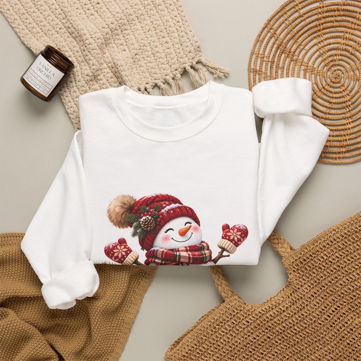 Snowman Holiday Sweatshirt - Cozy Christmas Unisex Sweatshirt