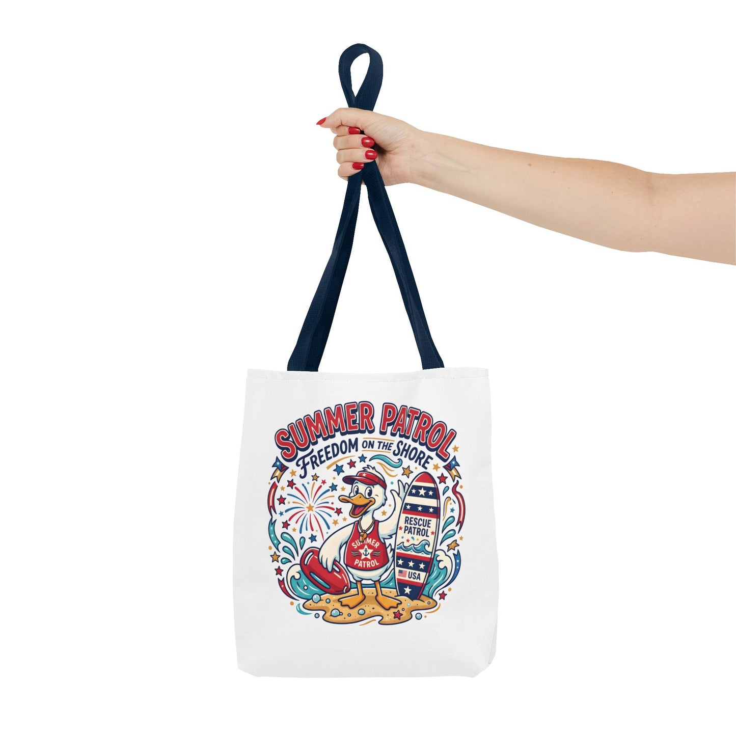Summer Patrol Beach Tote Bag – 'Freedom on the Shore' Patriotic Design, 4th of July Gift