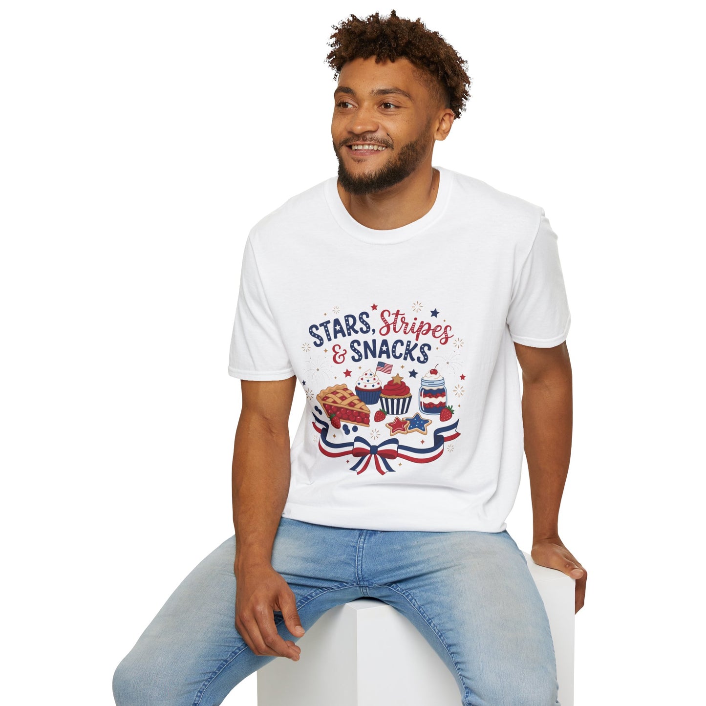 Stars, Stripes & Snacks T-Shirt — 4th of July Patriotic Dessert Tee