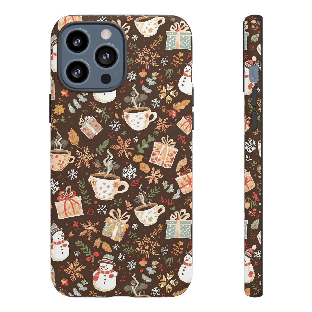 Christmas Phone Case, Winter Holiday Phone Case with Snowmen and Gifts Design for Iphone & Samsung
