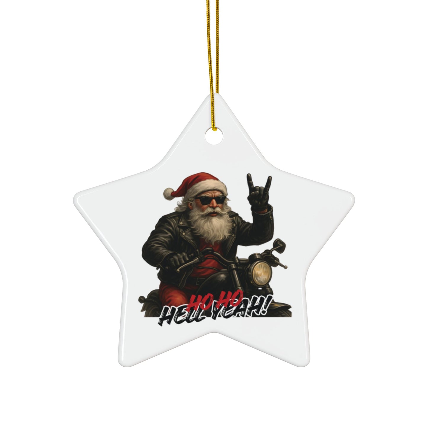 Santa Ceramic Ornament — 'Ho Ho Hell Yeah!' Christmas Decoration