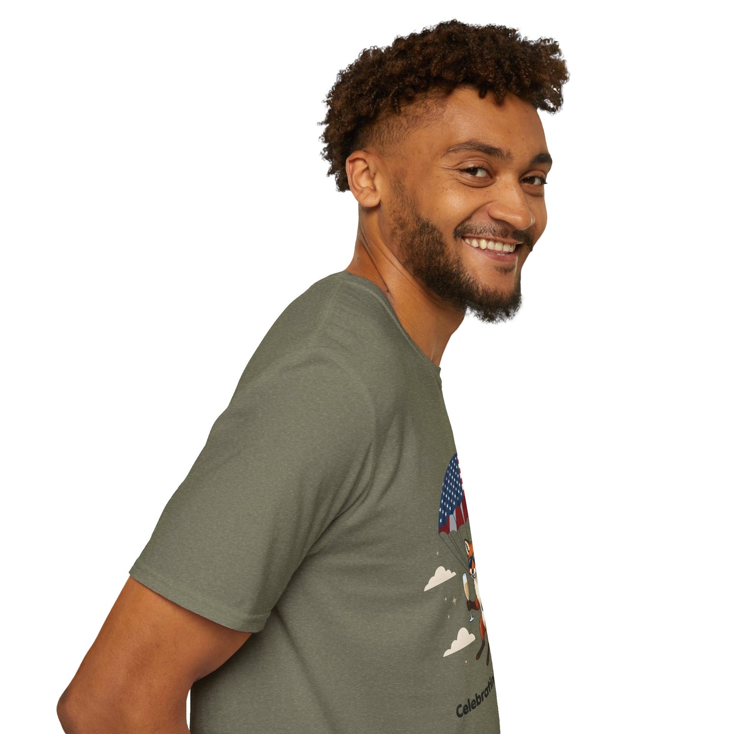 Patriotic Fox Parachute T-Shirt — "Celebrating 250 Years" Anniversary Tee