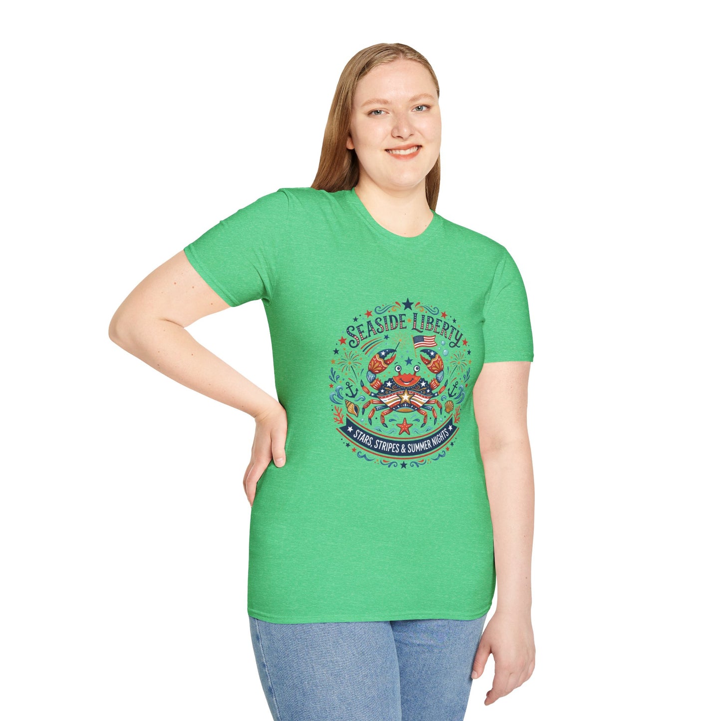 Seaside Liberty Crab T-Shirt — 4th of July Patriotic Summer Beach Tee