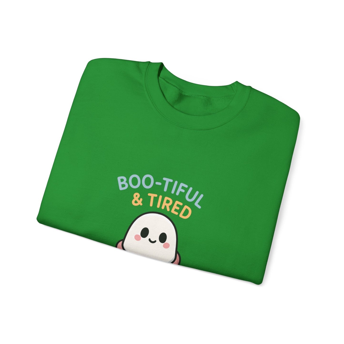 Boo-tiful & Tired Sweatshirt, Halloween-Themed Design
