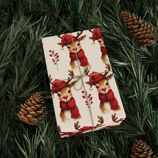 Festive Reindeer Wrapping Paper, Christmas Wrap Paper