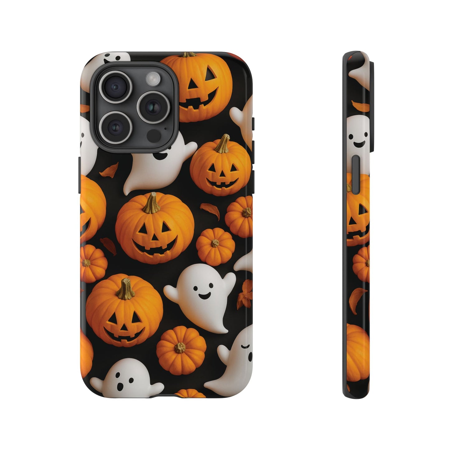 Halloween Phone Case, Spooky Ghosts and Pumpkins Design