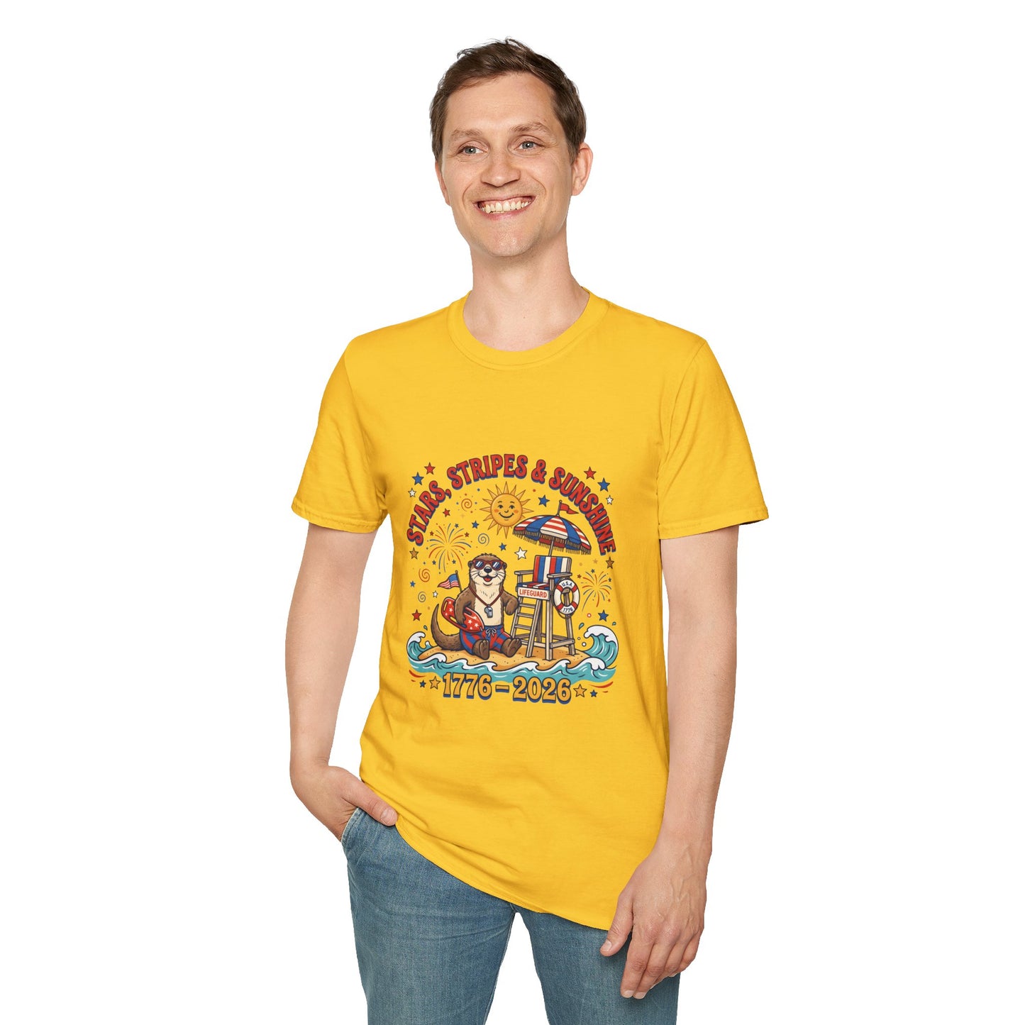 Stars, Stripes & Sunshine T-Shirt — Patriotic 1776–2026 Summer Tee, 4th of July Shirt