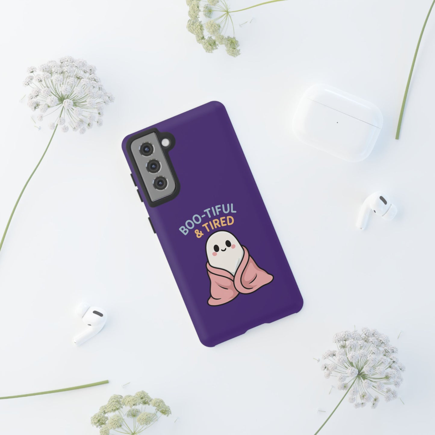Boo-Tiful & Tired Phone Case, Halloween-Themed Design