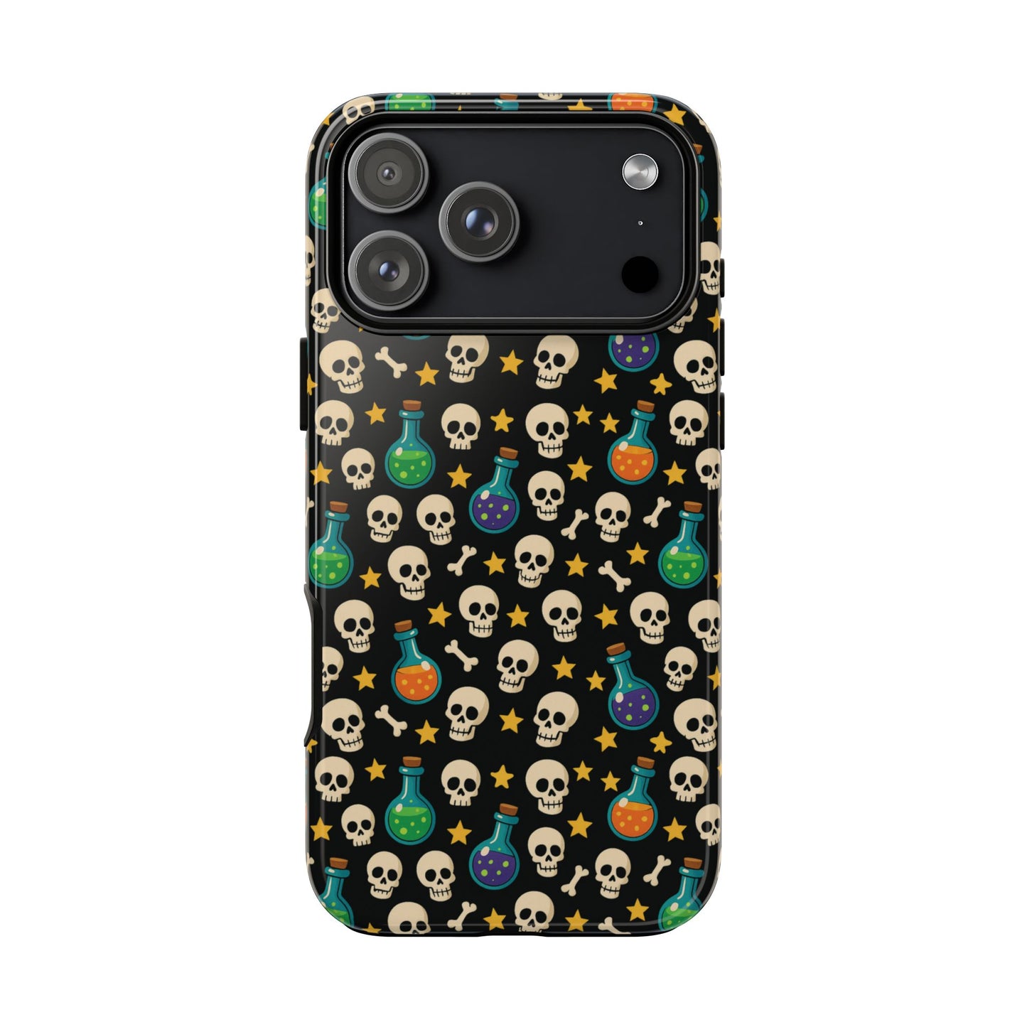 Skull & Potion Phone Case, Trendy Cell Phone Cover, Halloween Gift, Gothic Phone Accessory, Spooky Style Case, Tough Cases