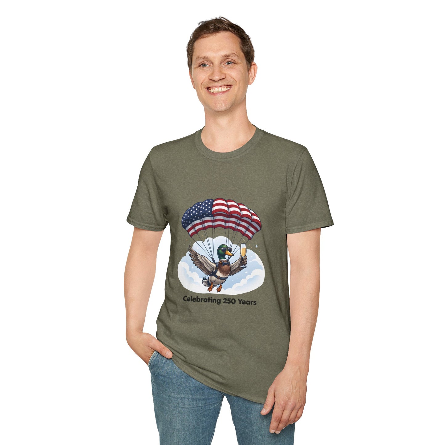 Duck Parachute T-Shirt – Celebrating 250 Years Patriotic Graphic Tee