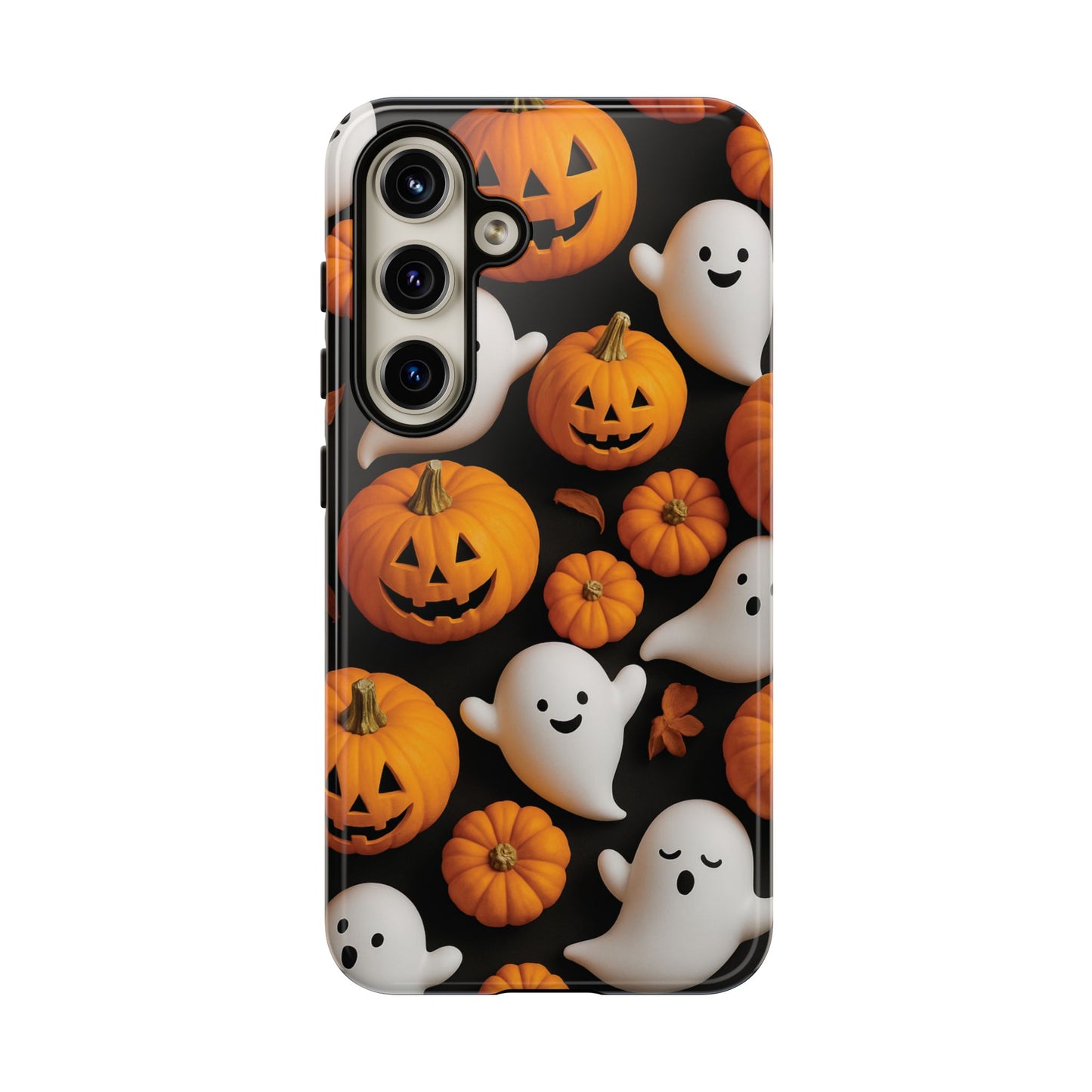 Halloween Phone Case, Spooky Ghosts and Pumpkins Design
