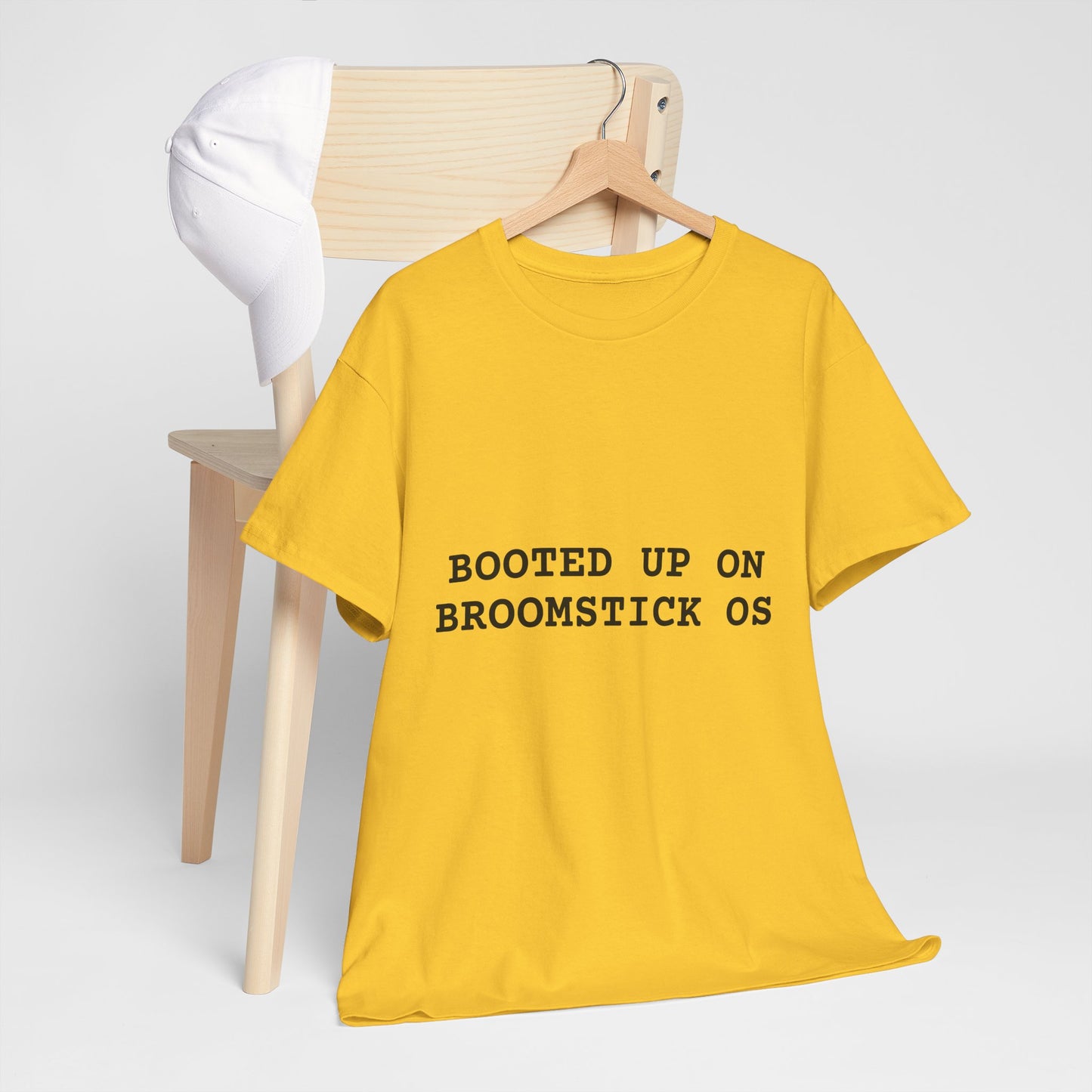 Broomstick OS Tee, Funny Graphic Tee for Tech Lovers, Unisex Cotton T-Shirt