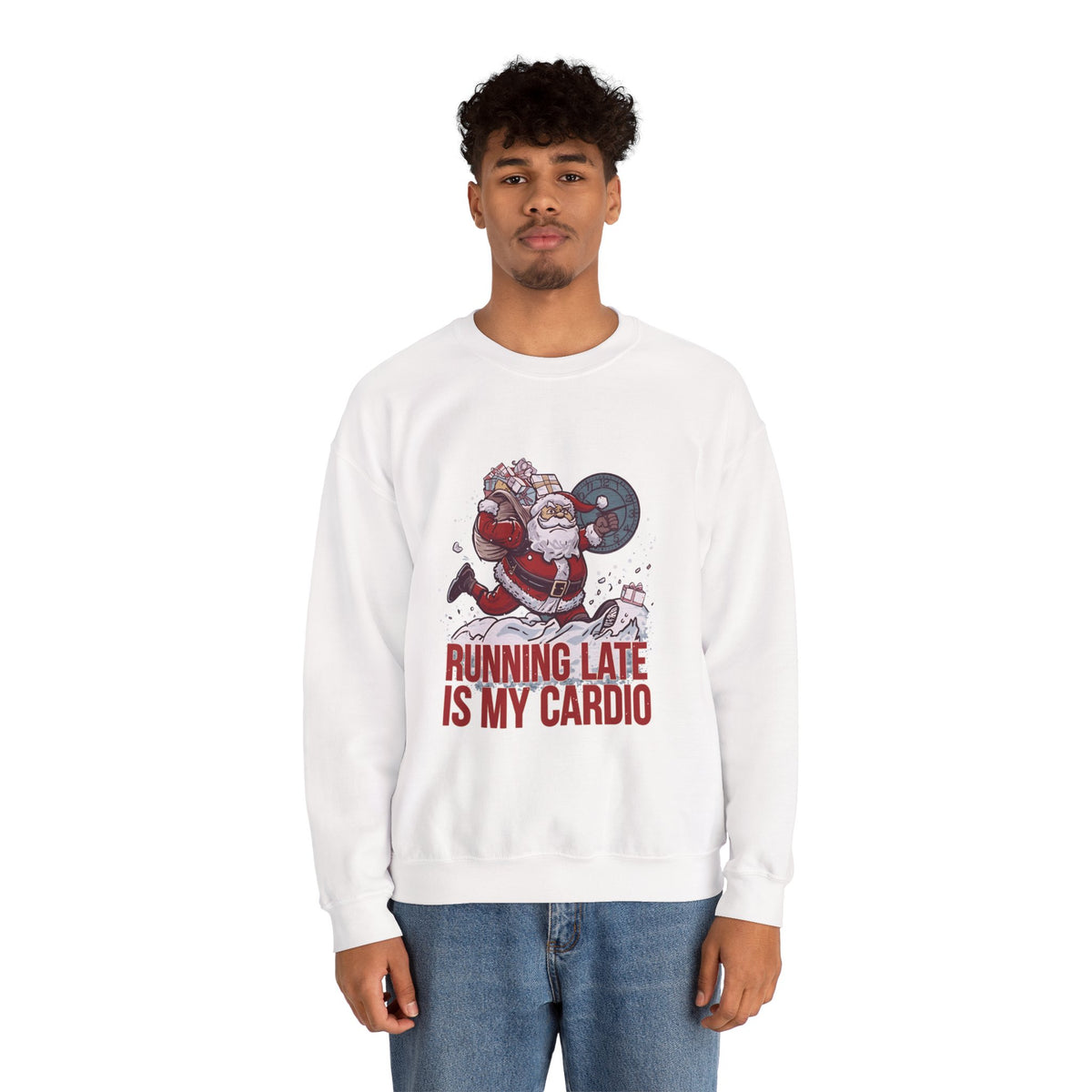 Santa Cardio Sweatshirt - Holiday Funny Gift, Christmas Apparel, Unisex Crewneck, Santa Workout