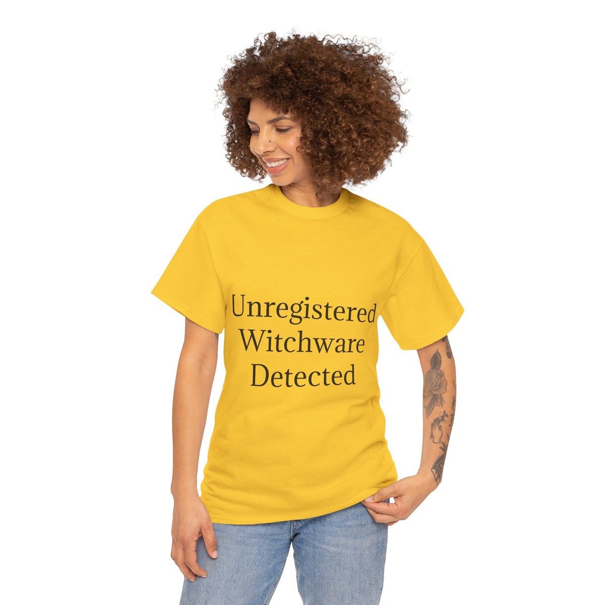 Unisex Heavy Cotton Tee - Unregistered Witchware Detected, Witchy Apparel, Halloween Tee