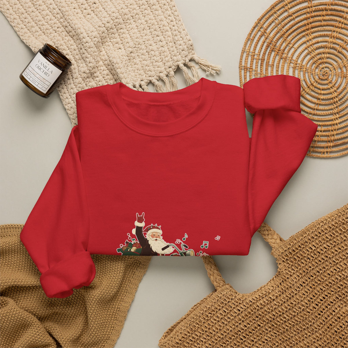 Christmas Motorcycle Sweatshirt - "Ride Into Christmas" Santa Biker Holiday Crewneck