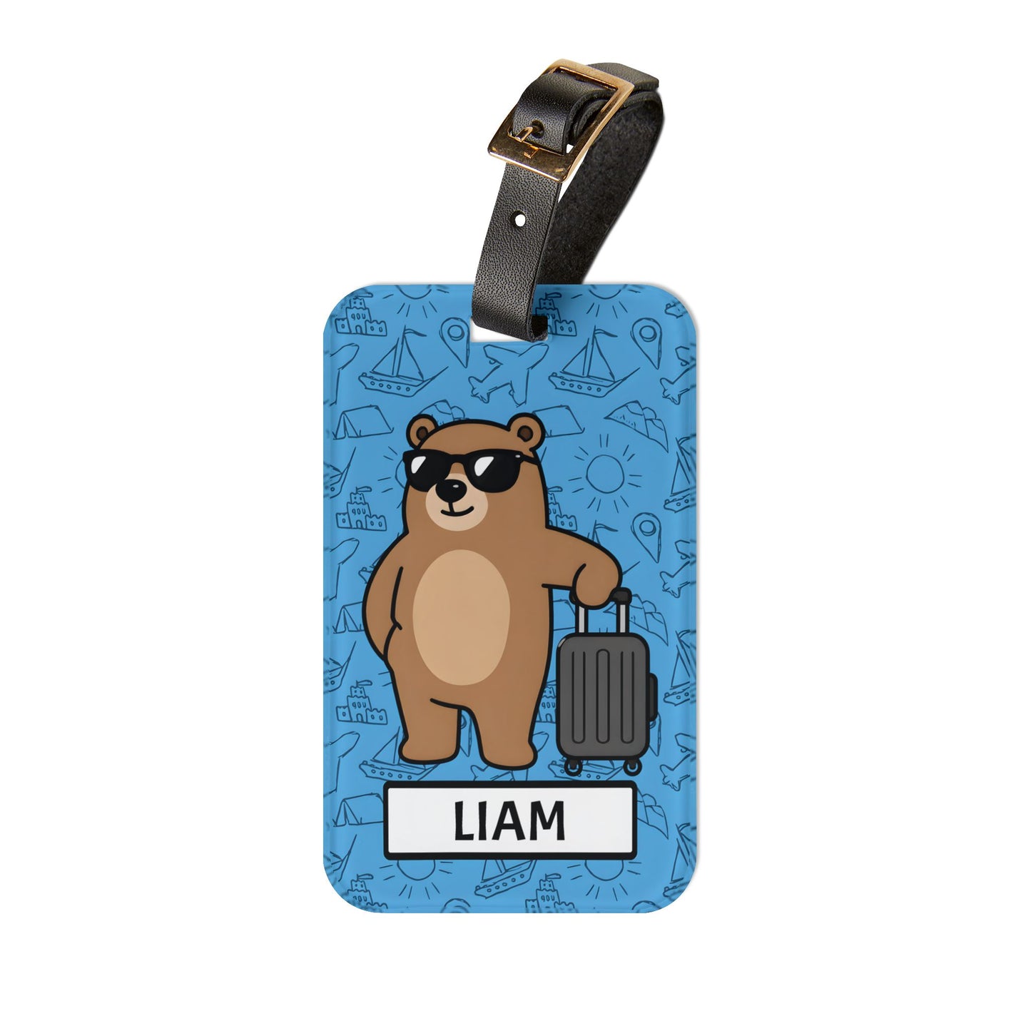 Personalized Bear Luggage Tag —  Travel Bag ID with Name