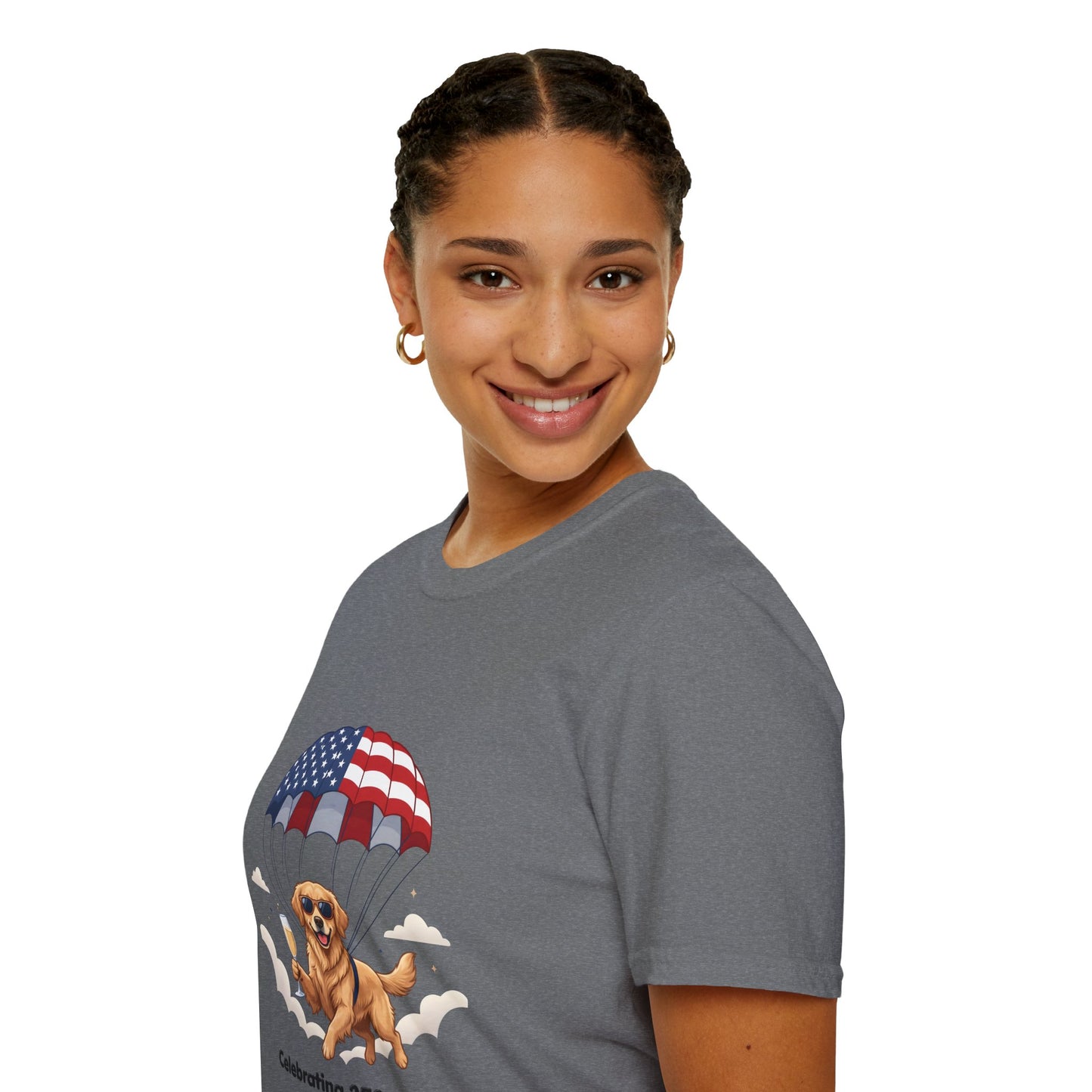 Patriotic Golden Retriever T-Shirt — "Celebrating 250 Years"