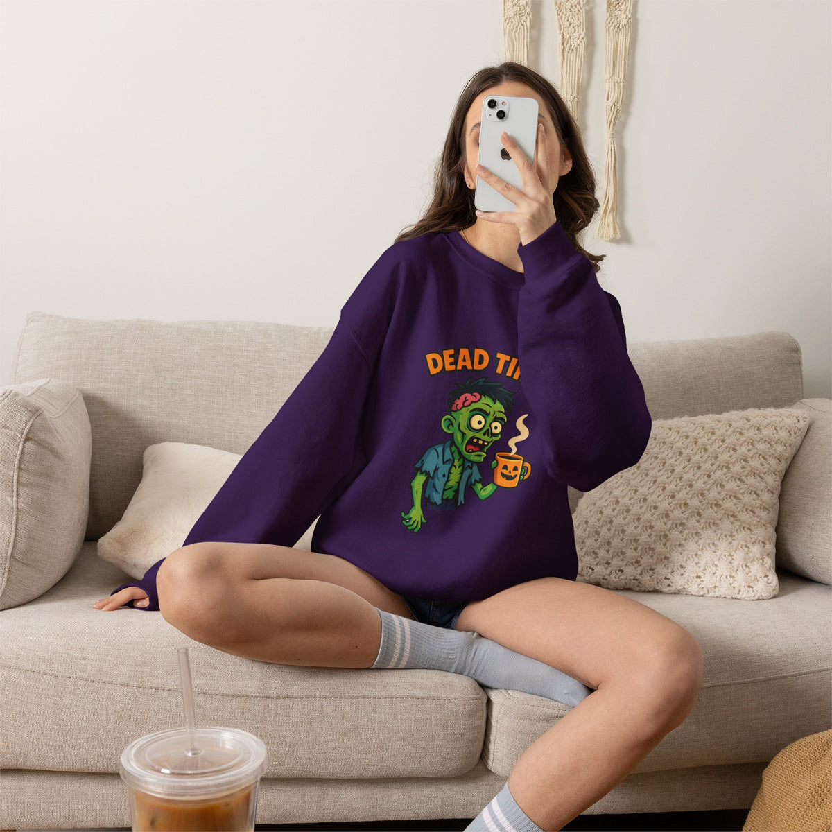 Dead Tired Zombie Sweatshirt, Funny Halloween Crewneck, Spooky Season Apparel