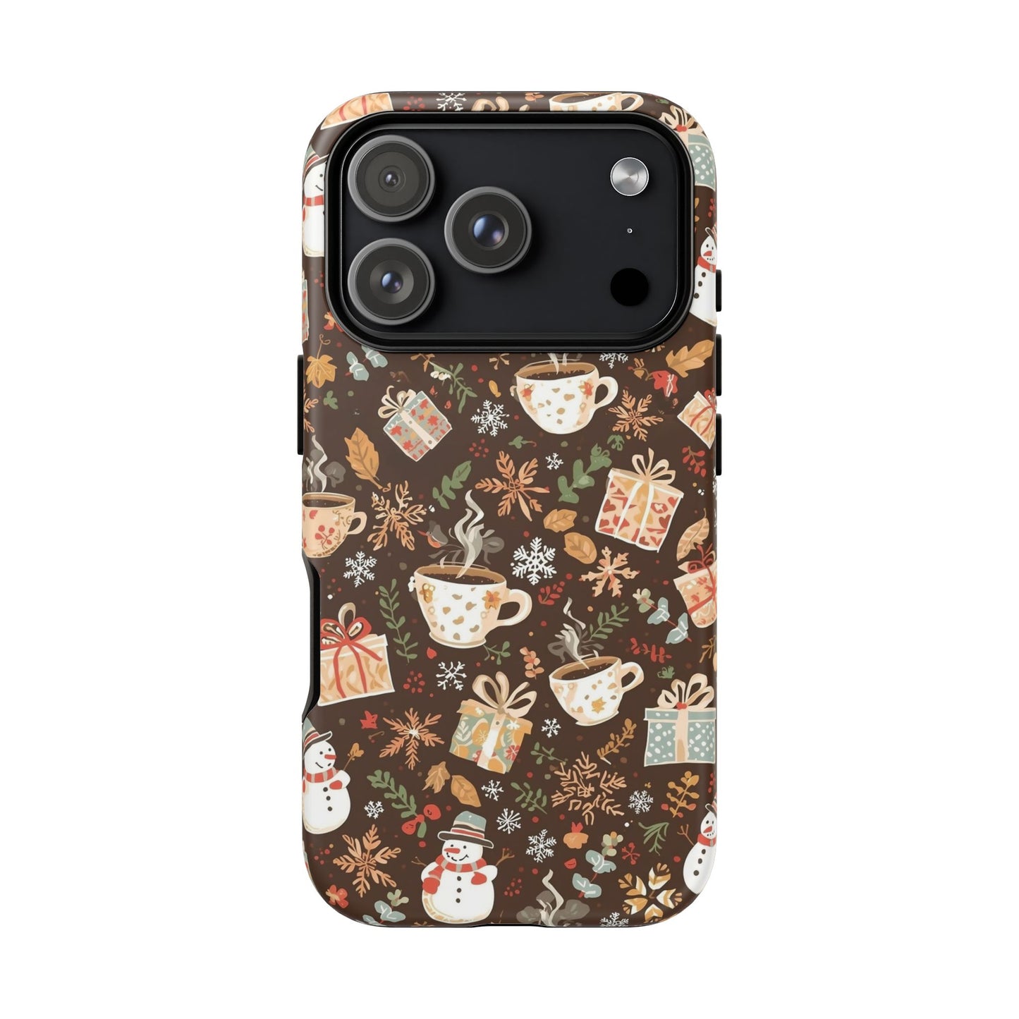 Christmas Phone Case, Winter Holiday Phone Case with Snowmen and Gifts Design for Iphone 17, 16, 15, 14, 13, 12, 11 & Samsung