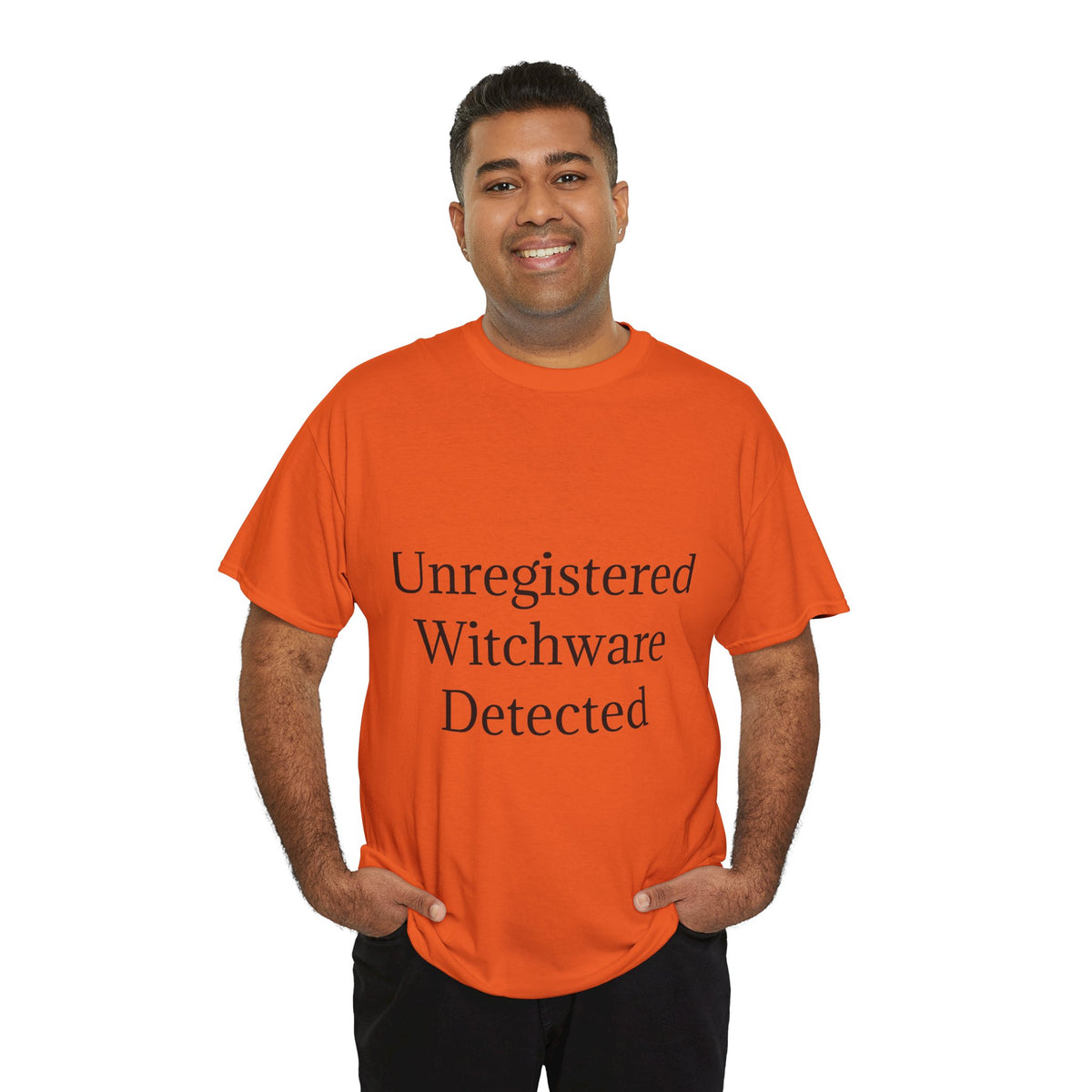 Unisex Heavy Cotton Tee - Unregistered Witchware Detected, Witchy Apparel, Halloween Tee