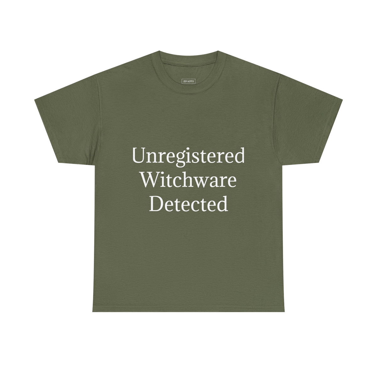 Unisex Heavy Cotton Tee - Unregistered Witchware Detected, Witchy Apparel, Halloween Tee