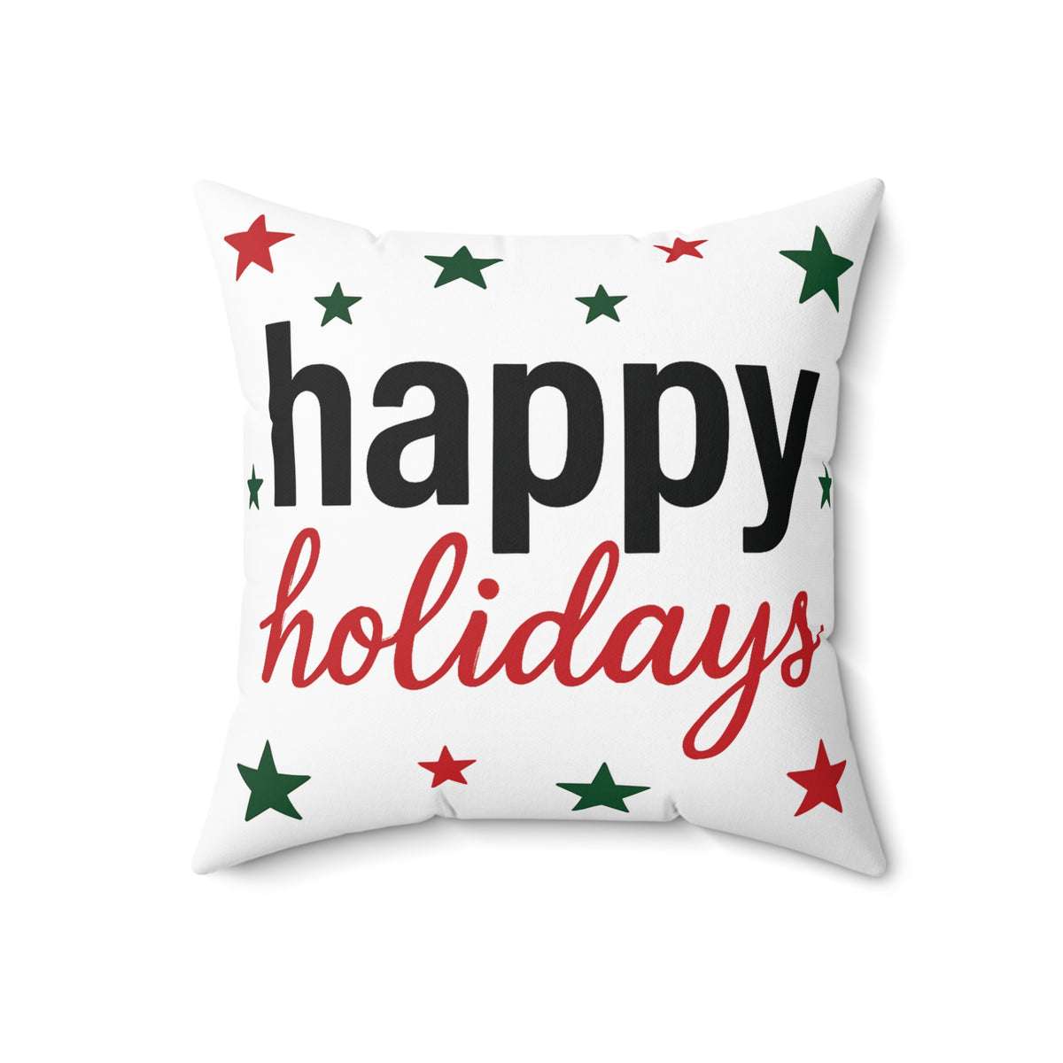 Happy Holidays Square Throw Pillow — Festive Christmas Decor