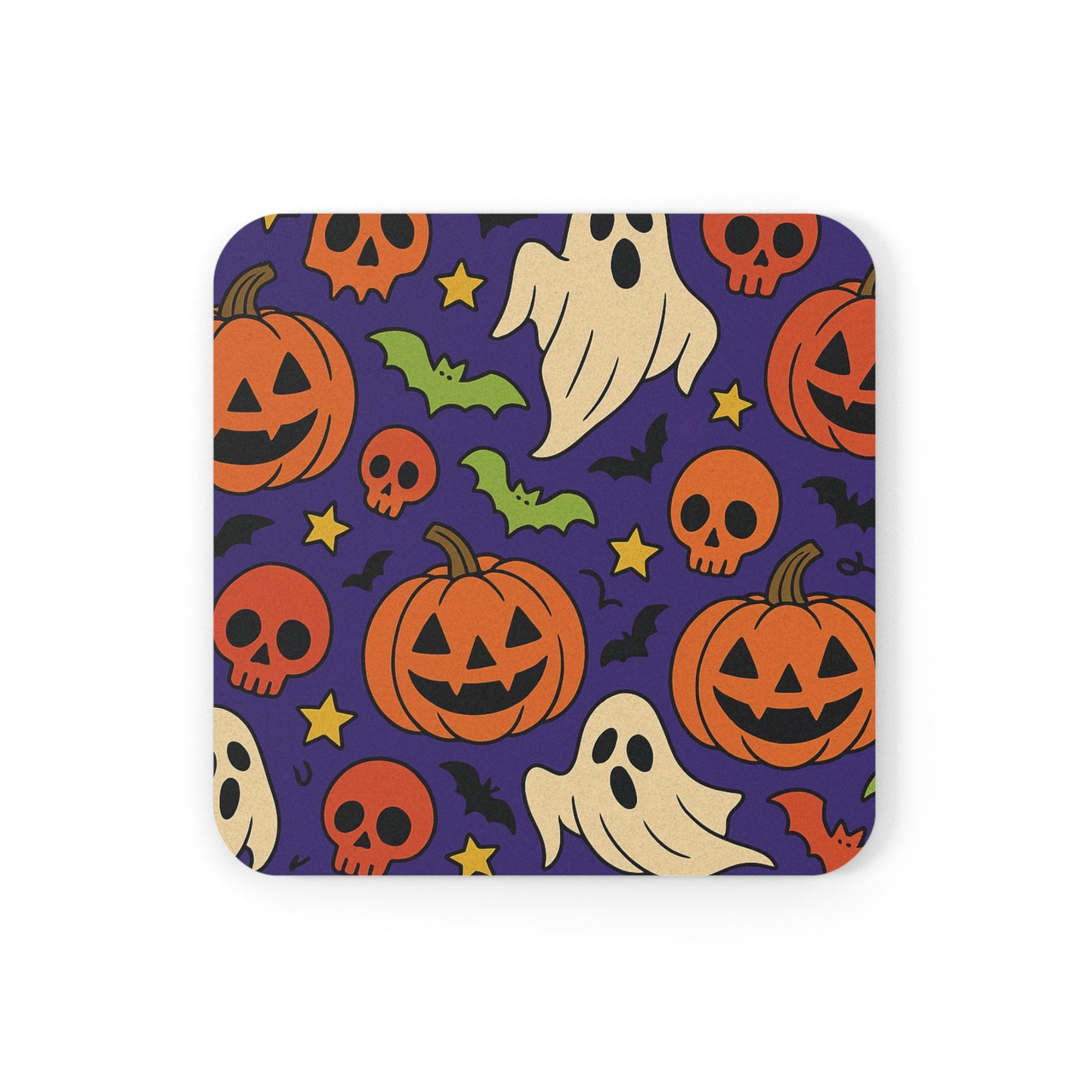 Halloween-Themed Coaster, Spooky Coaster Set, Ghost and Pumpkin Design