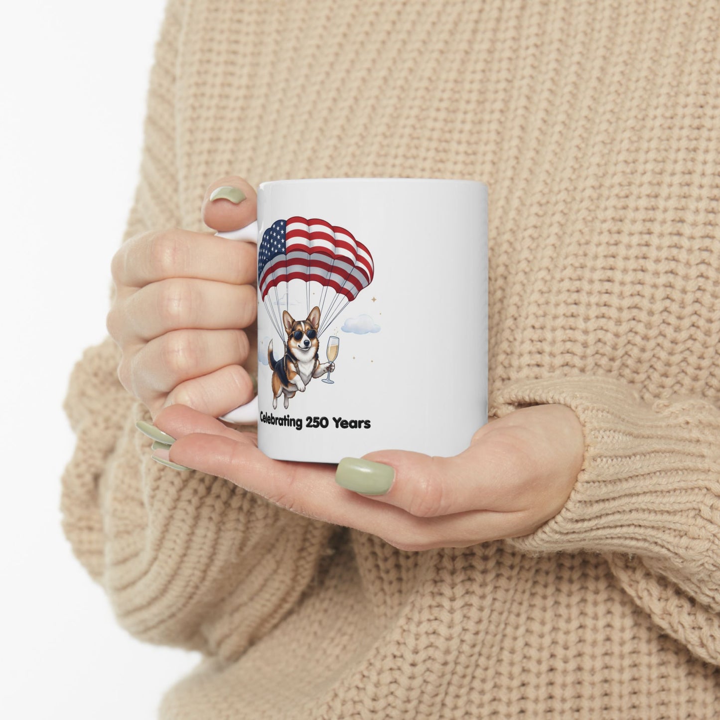 Patriotic Corgi Ceramic Mug