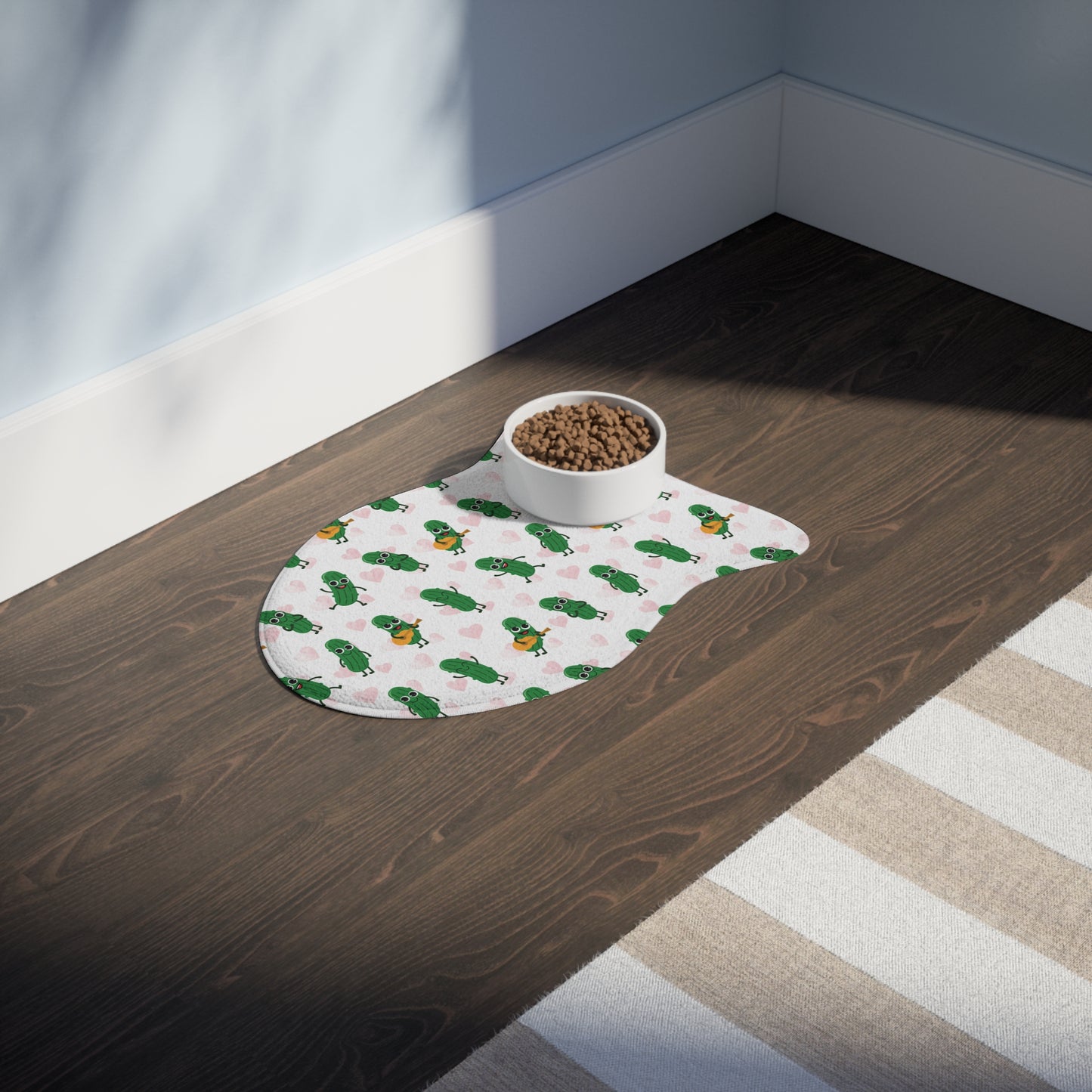 Pickle Pals Pet Feeding Mat — Cute Green Pickle Patterned Bowl Placemat