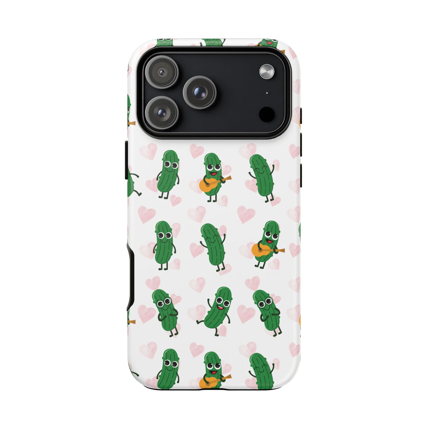 Pickle Pattern Phone Case — Cute Dancing Pickles with Hearts