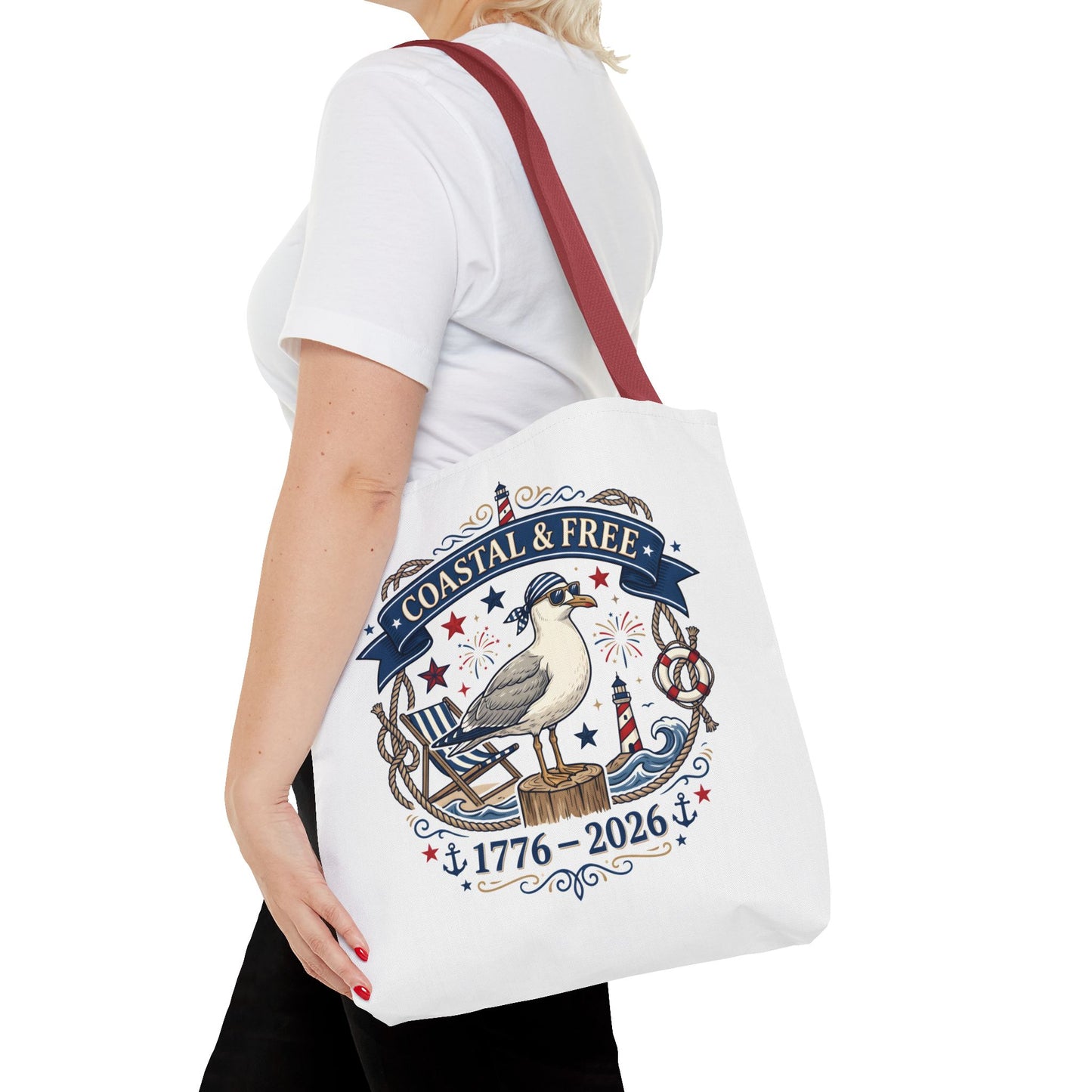 Coastal & Free Seagull Tote Bag — Patriotic 4th of July Beach Tote