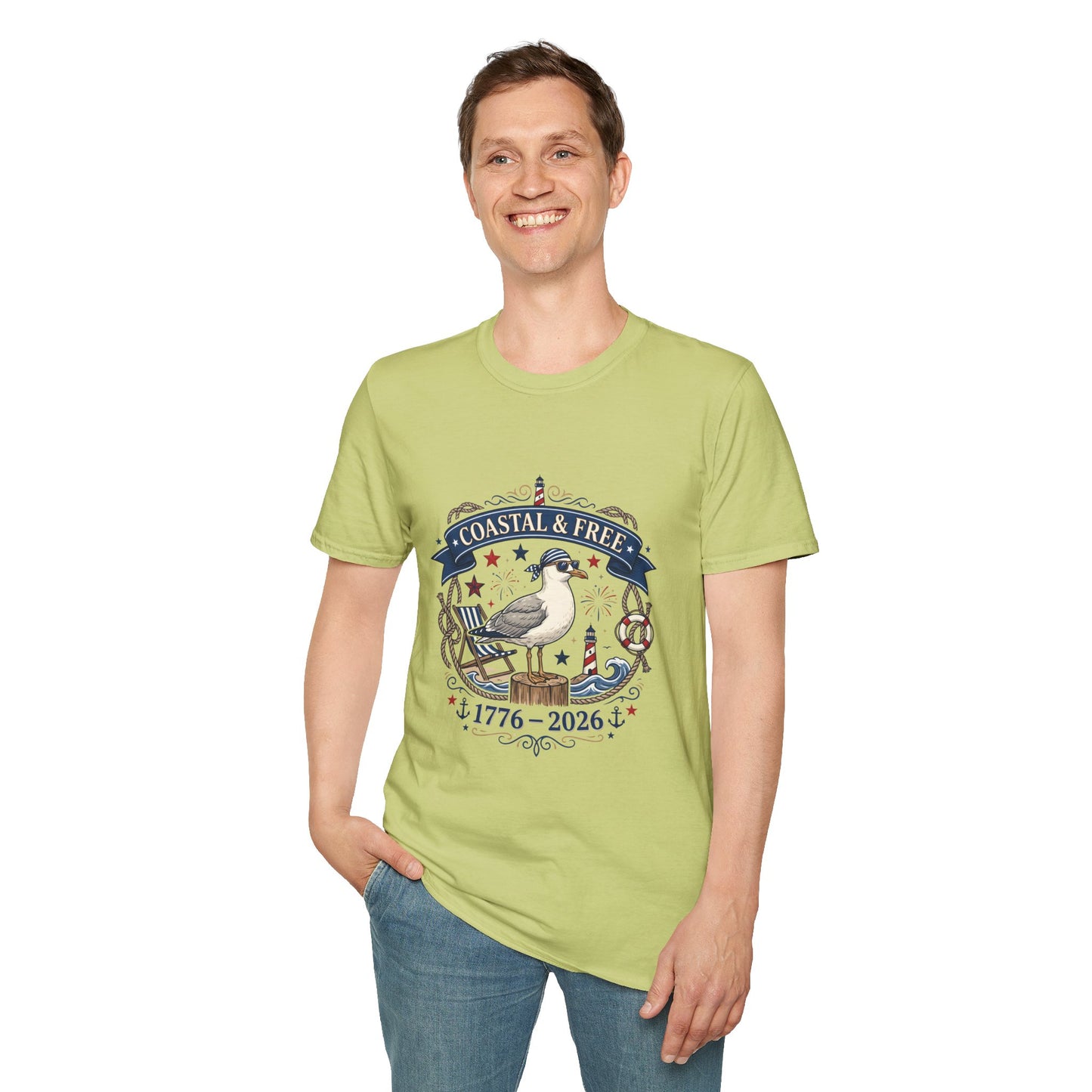 Coastal & Free Seagull T-Shirt — Patriotic 4th of July Tee