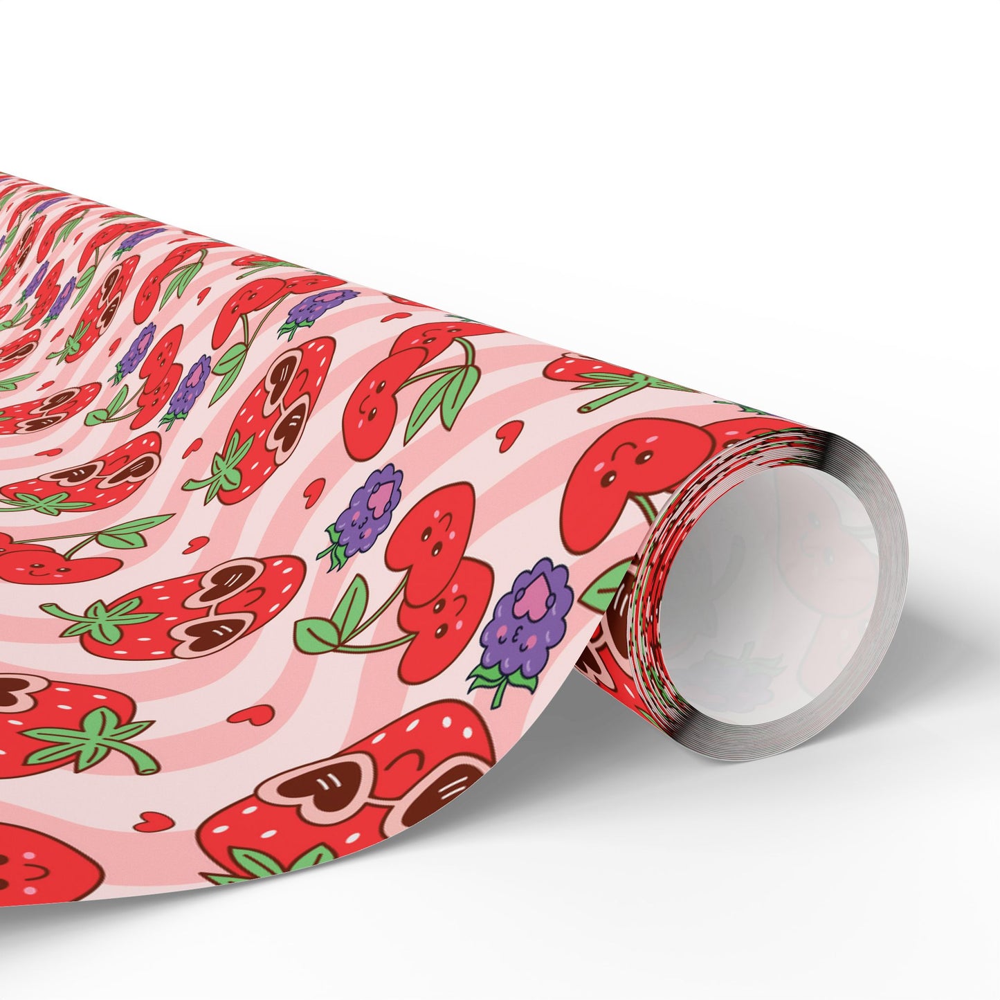 Strawberry Hearts Wrapping Paper Roll — Cute Valentine & Birthday Gift Wrap