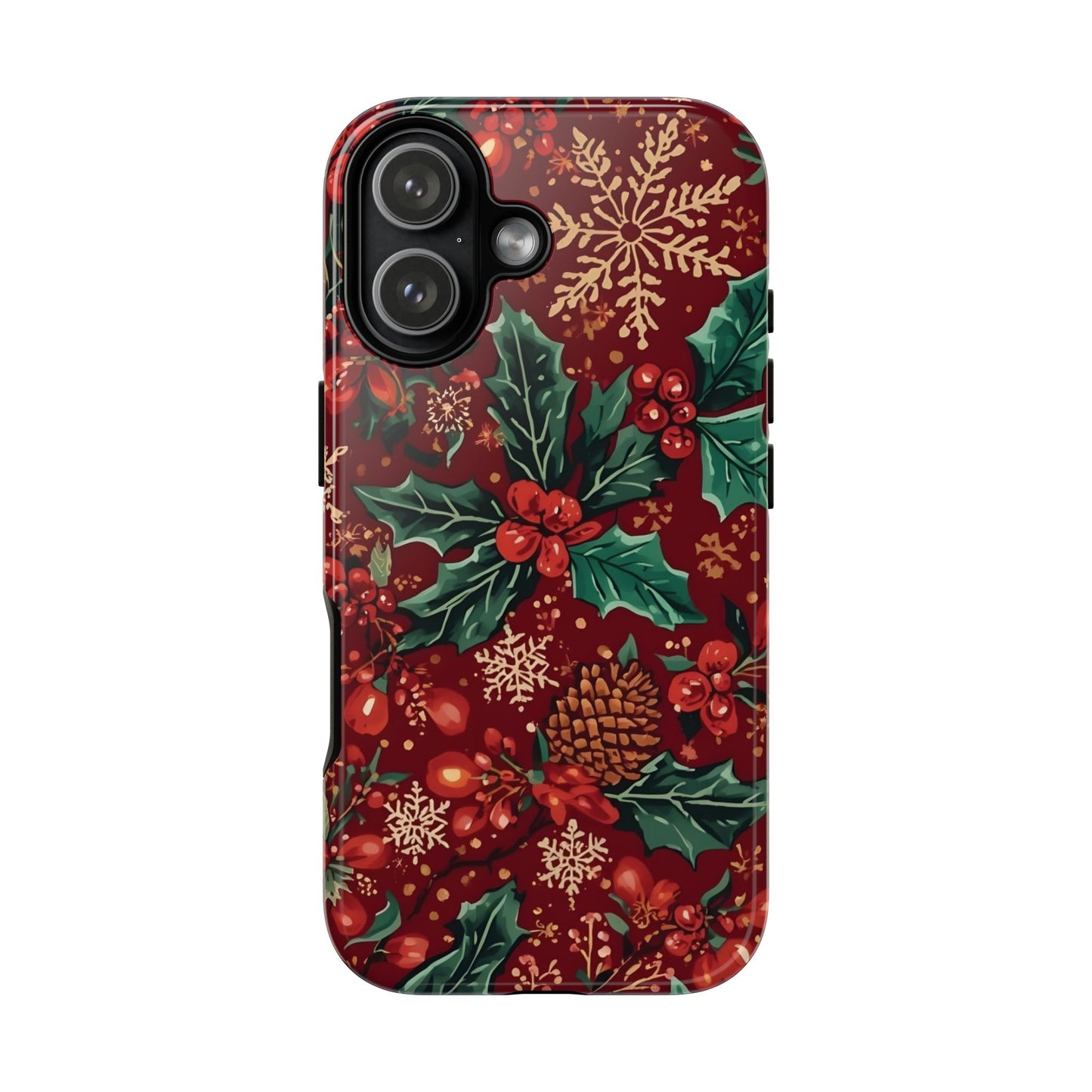 Christmas Floral Phone Case, Dual Layer Case for Iphone 17, 16, 15, 14, 13, 12, 11 & Samsung