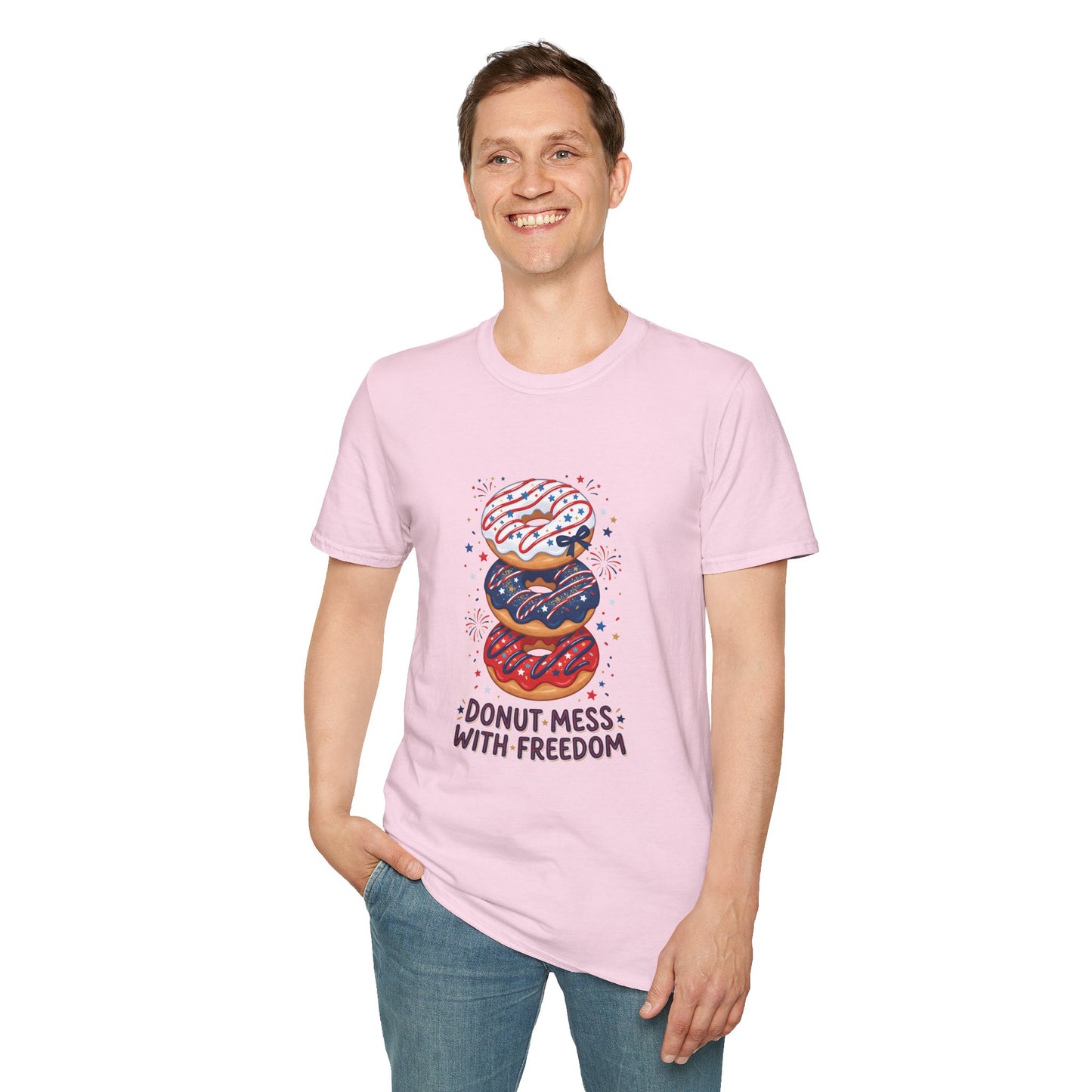 Donut Mess With Freedom T-Shirt — Patriotic Donut Stack 4th of July Tee